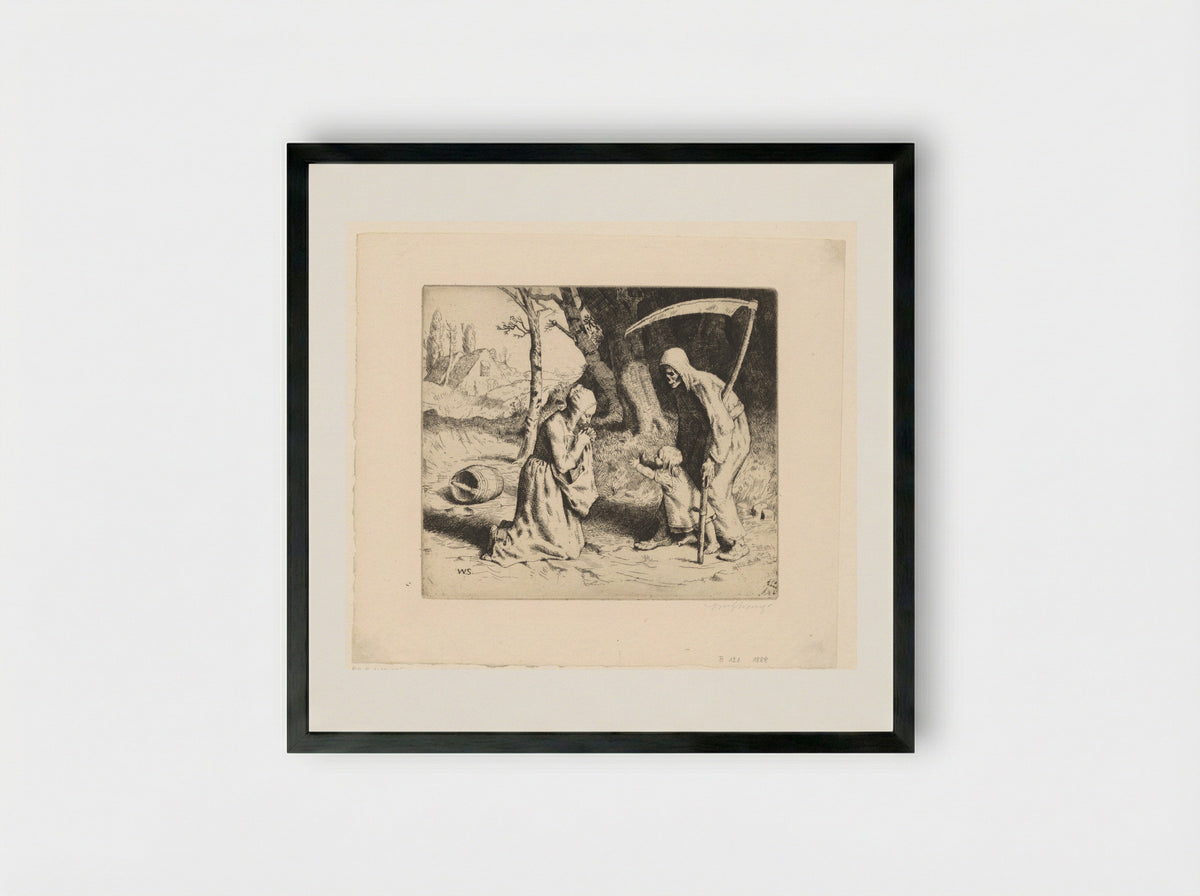 Death and the Child - William Strang - Framed Print Black