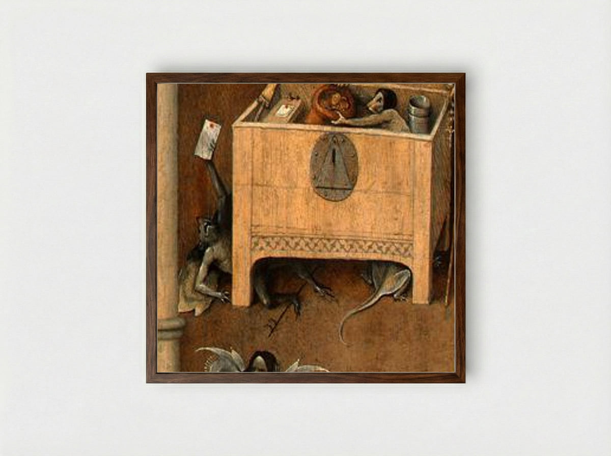 Death and the Miser (detail) - Hieronymus Bosch - Framed Print Dark Wood