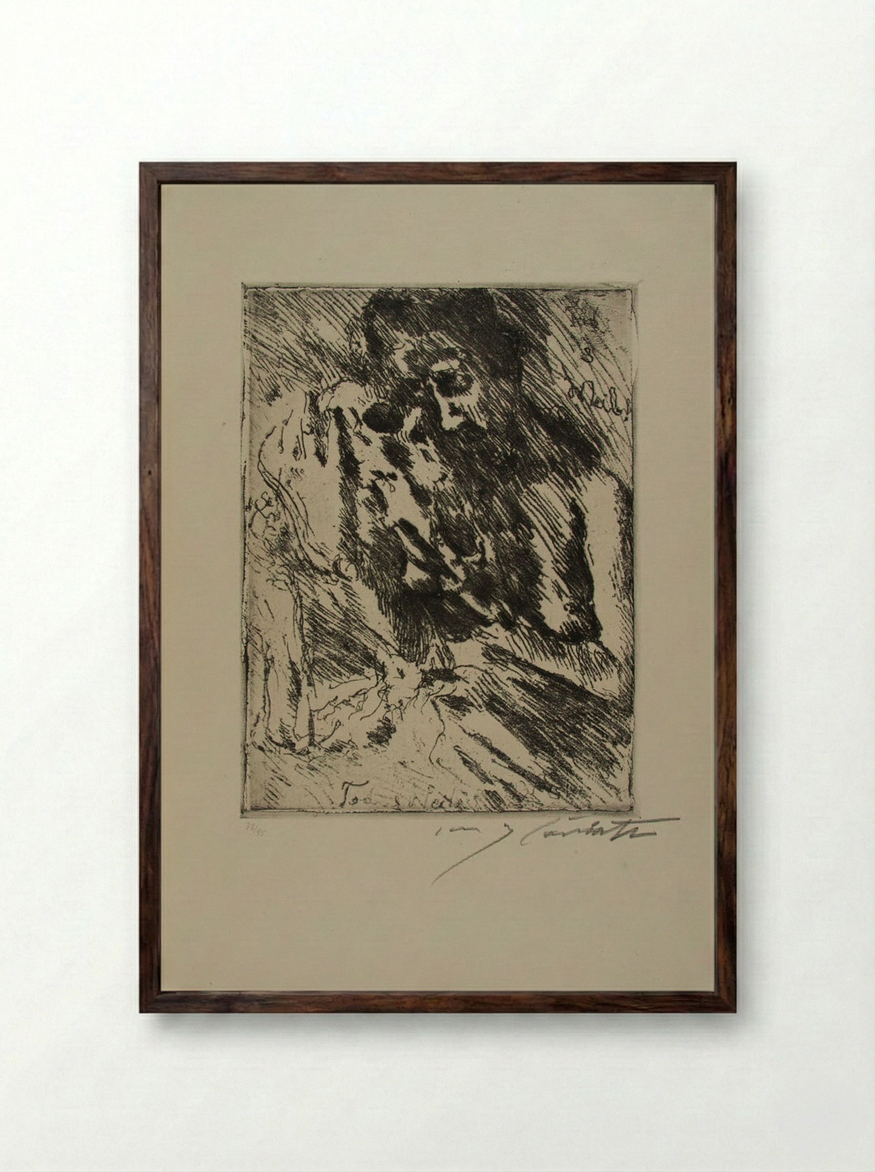 Death and the Woman, from the portfolio Dance of Death - Lovis Corinth - Framed Print Dark Wood