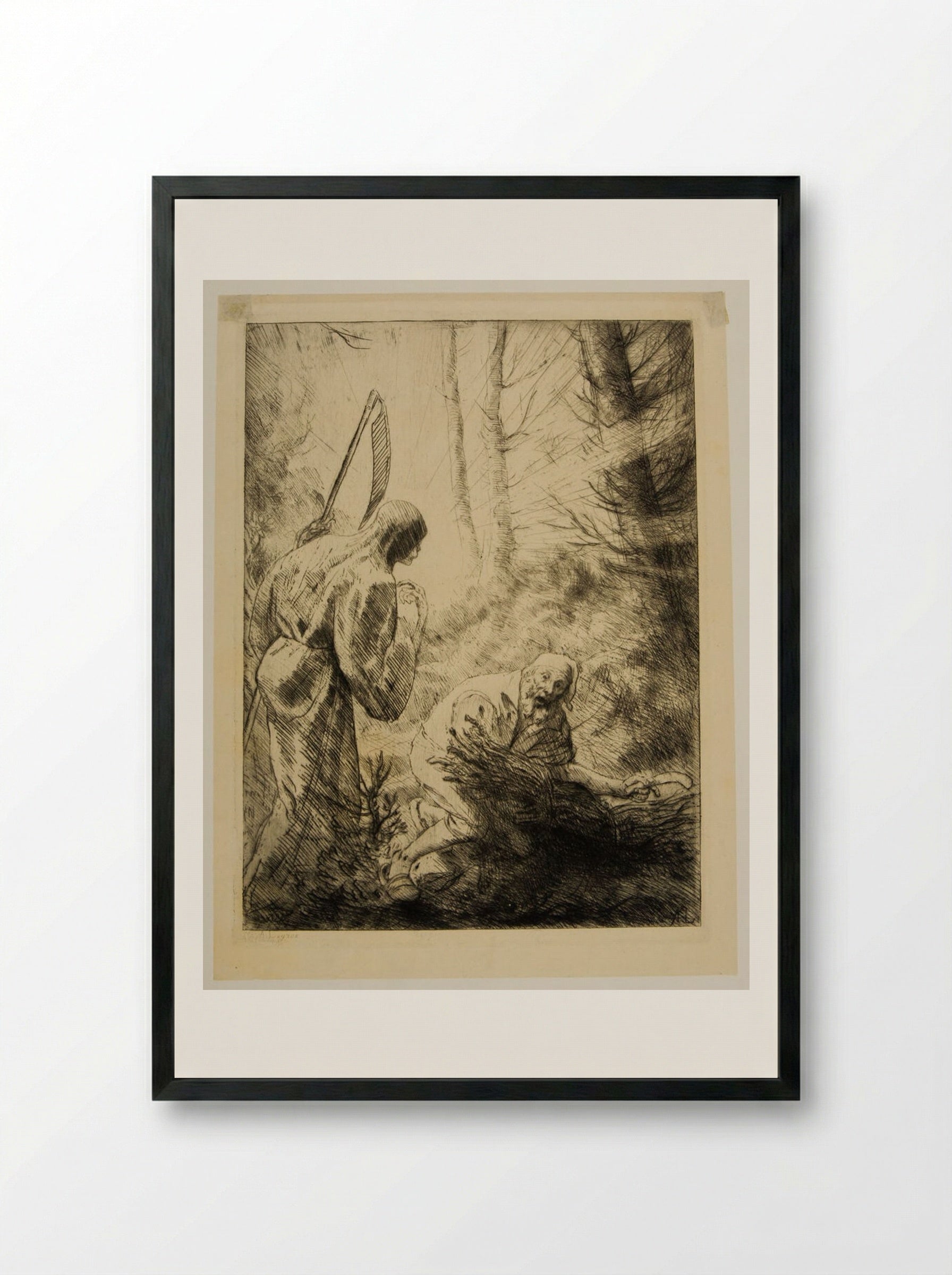 Death and the Woodcutter - Alphonse Legros - Framed Print Black