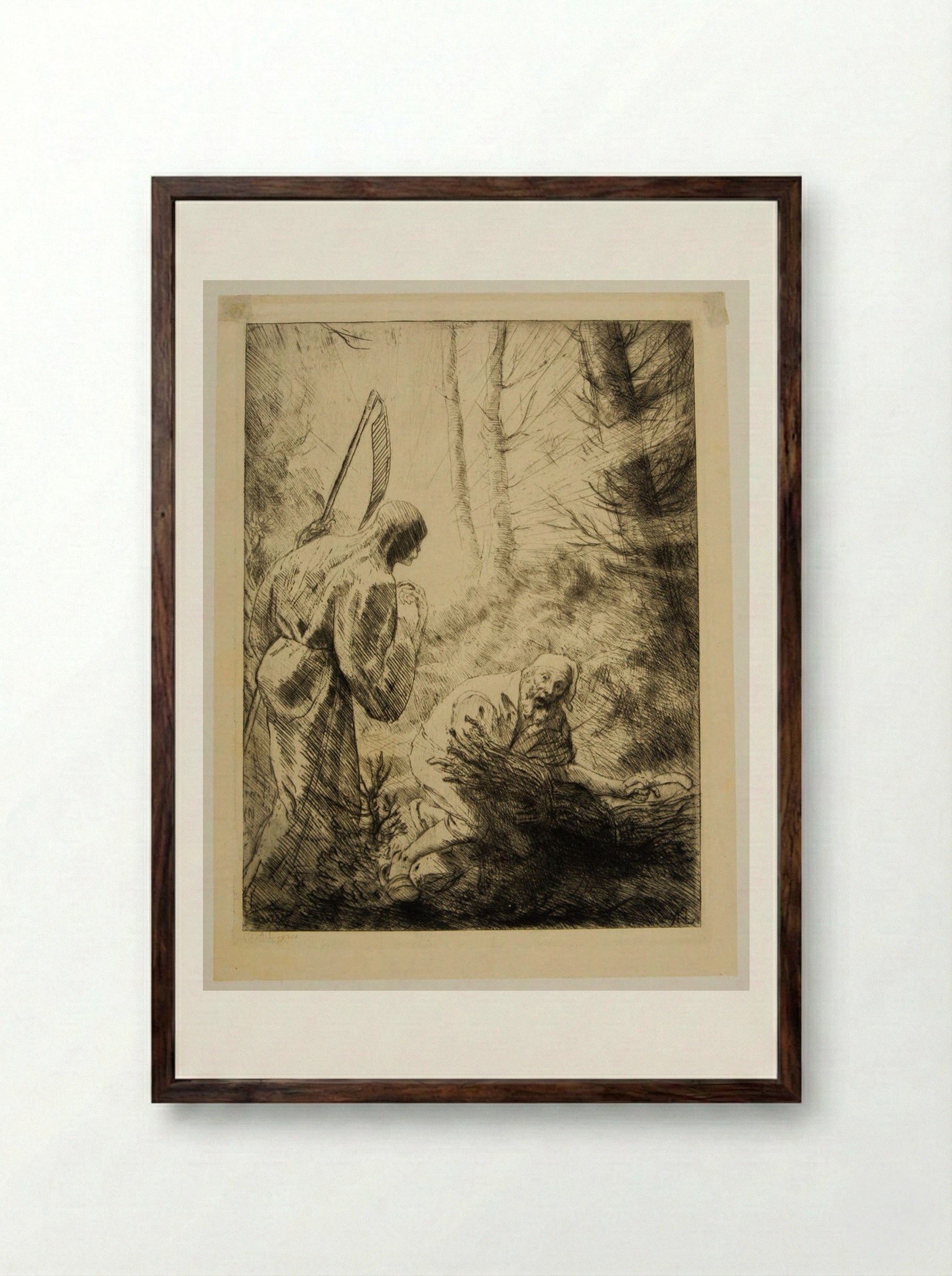 Death and the Woodcutter - Alphonse Legros - Framed Print Dark Wood