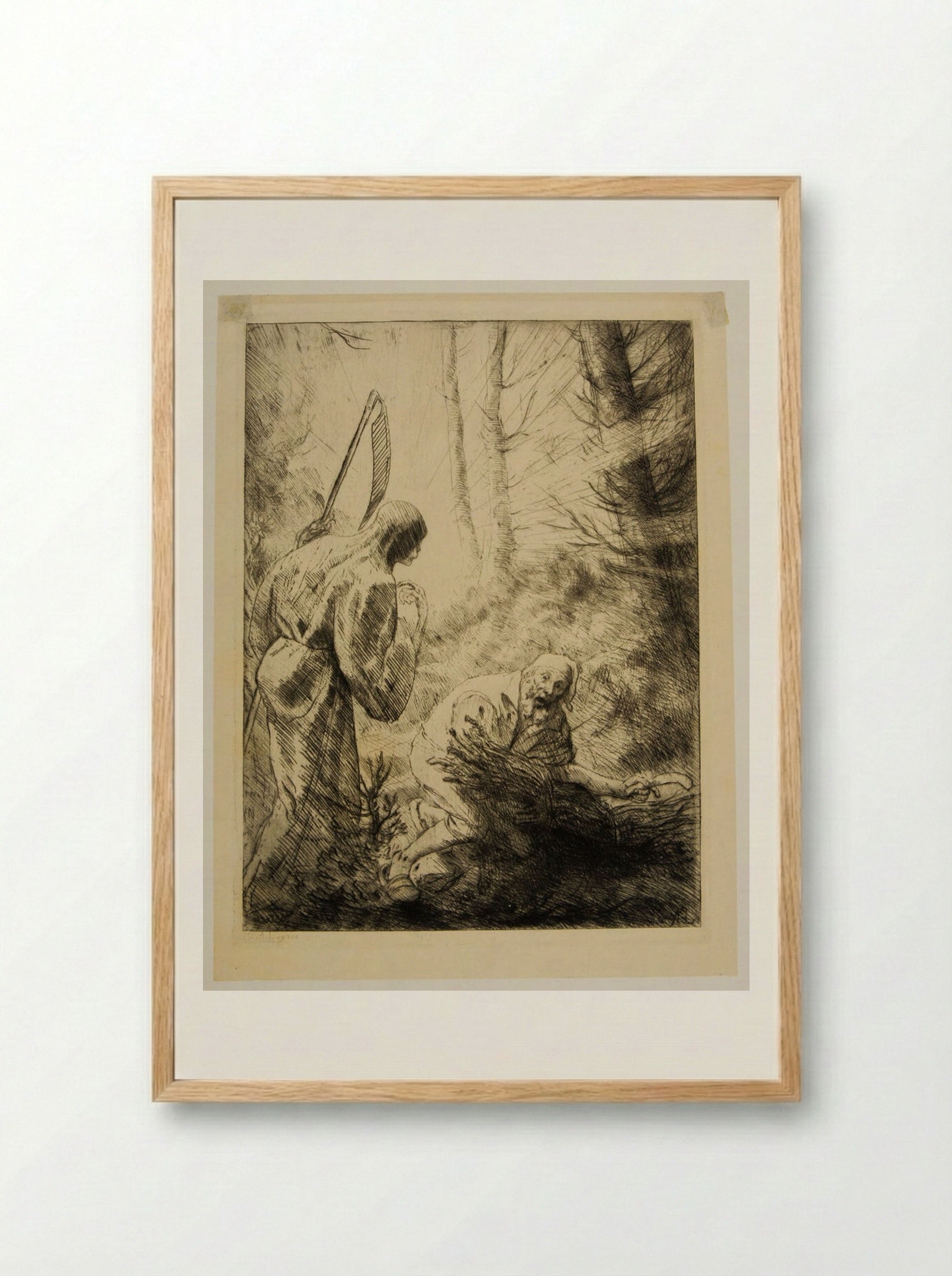 Death and the Woodcutter - Alphonse Legros - Framed Print Wood