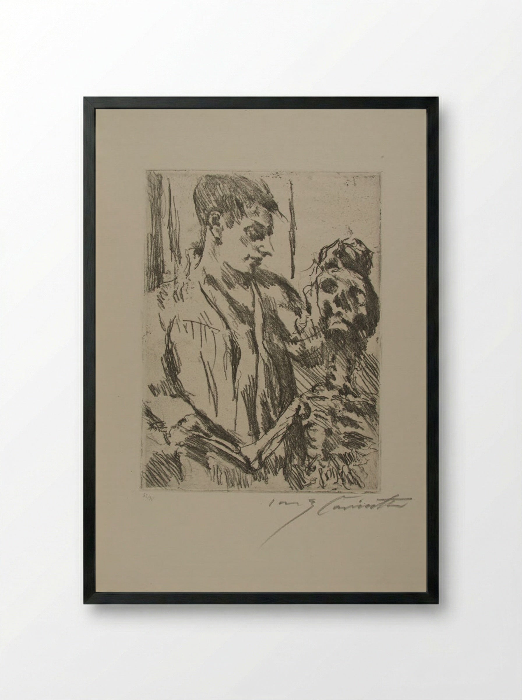 Death and the Youth - Lovis Corinth - Framed Print Black