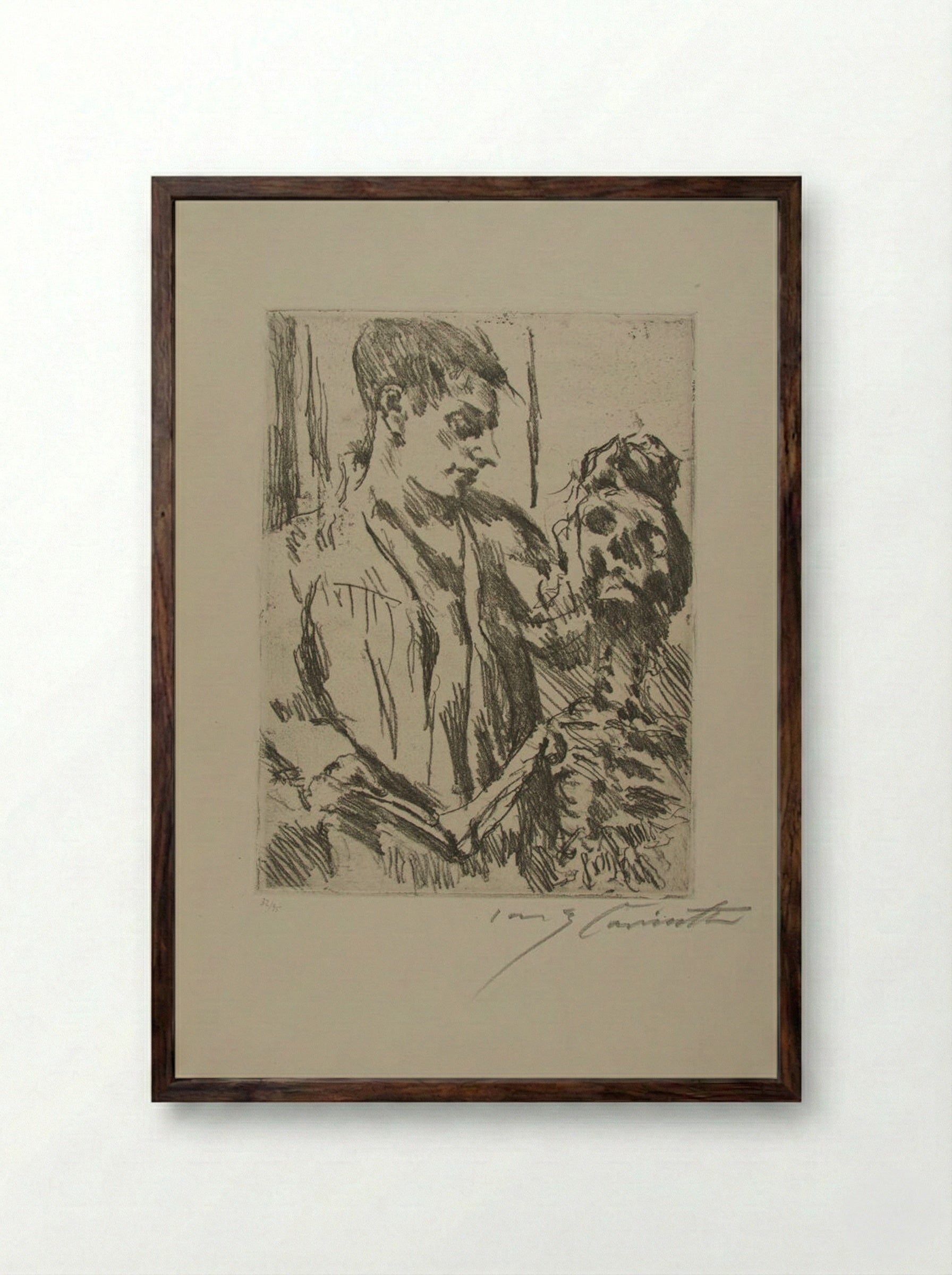 Death and the Youth - Lovis Corinth - Framed Print Dark Wood