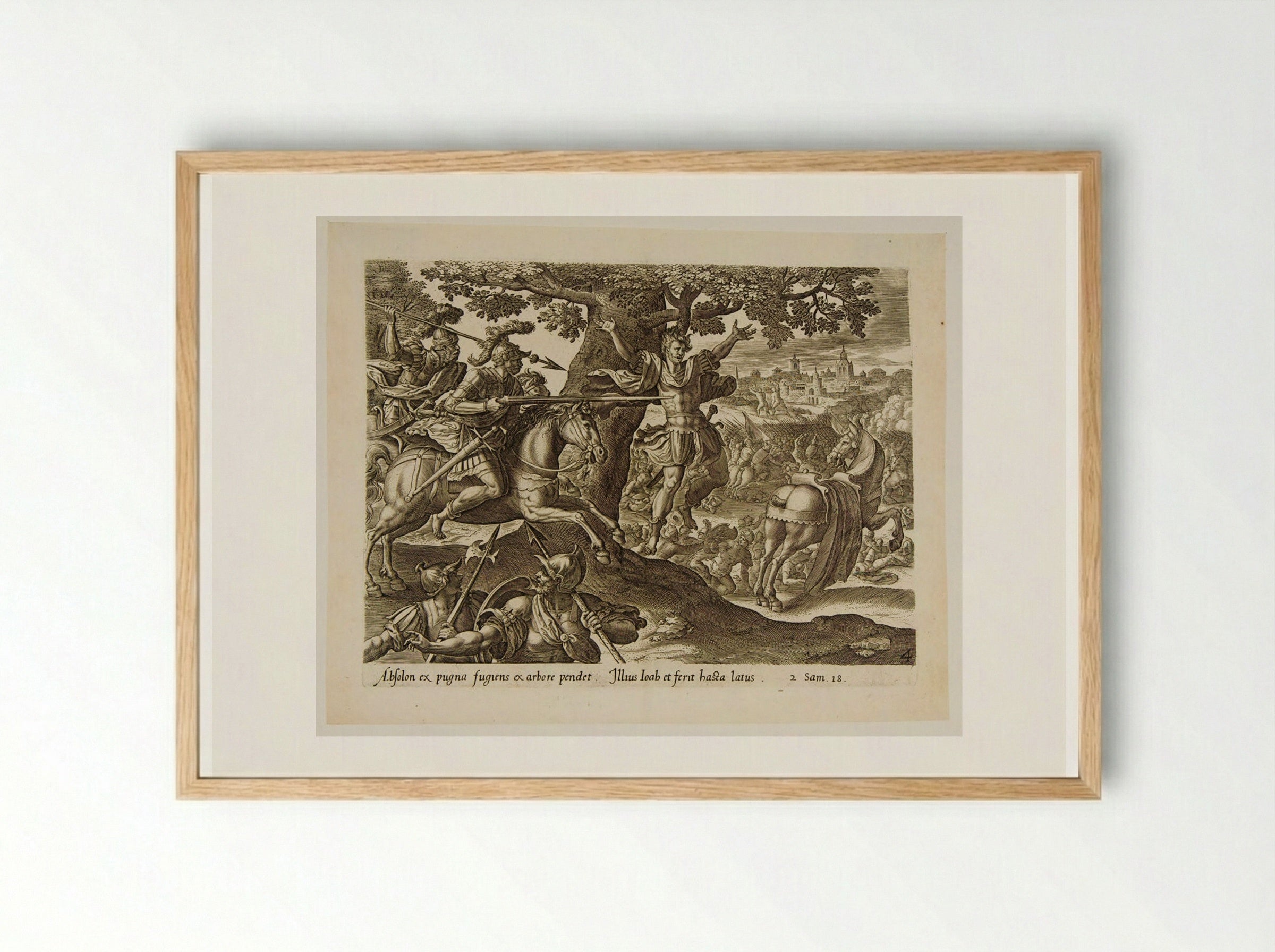 Death of Absalom - Johannes Wierix - Framed Print Wood