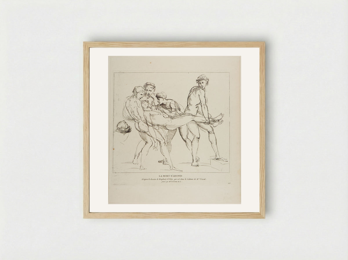 Death of Adonis (After Raphael) - Anne Claude Philippe de Thubières, Comte de Caylus - Framed Print Wood