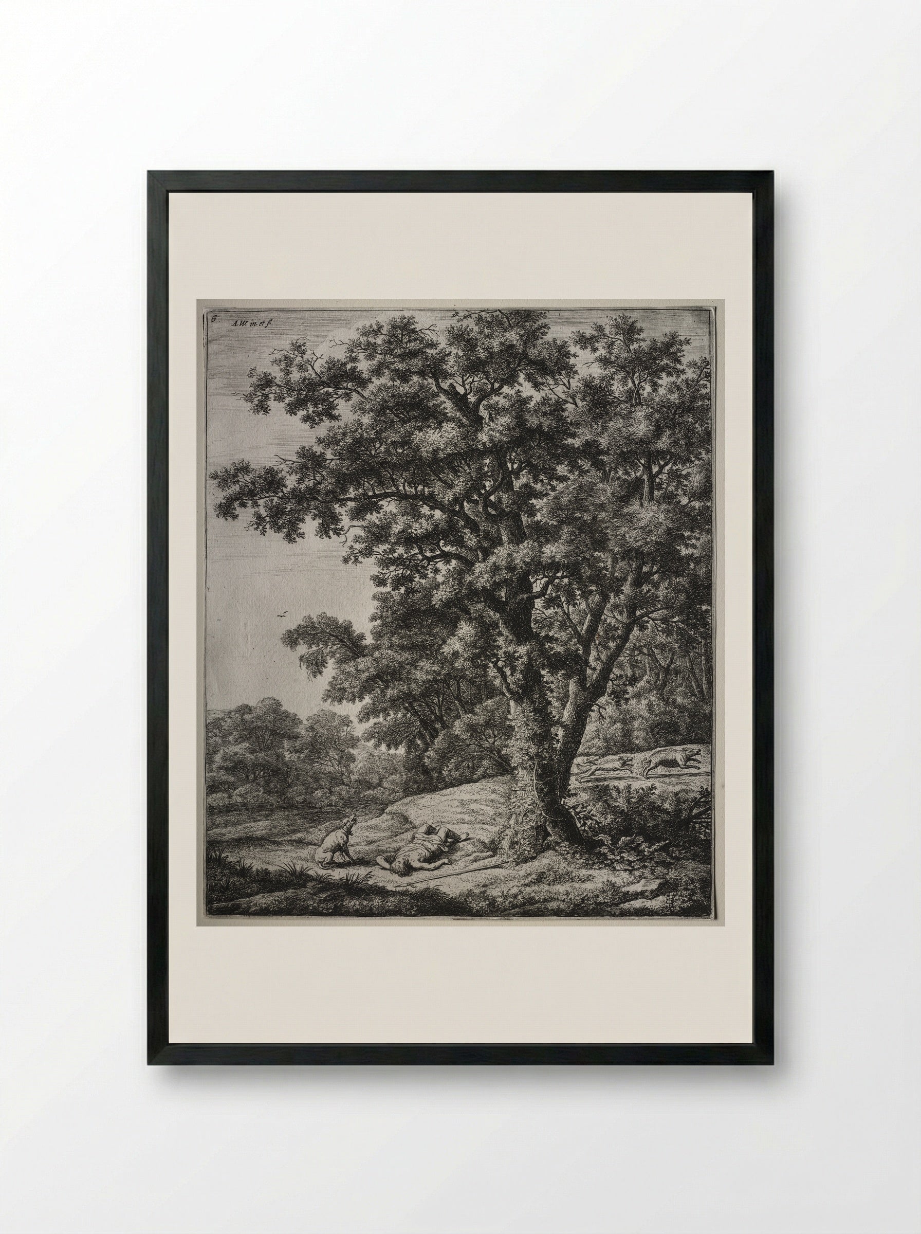 Death of Adonis - Anthonie Waterloo - Framed Print Black