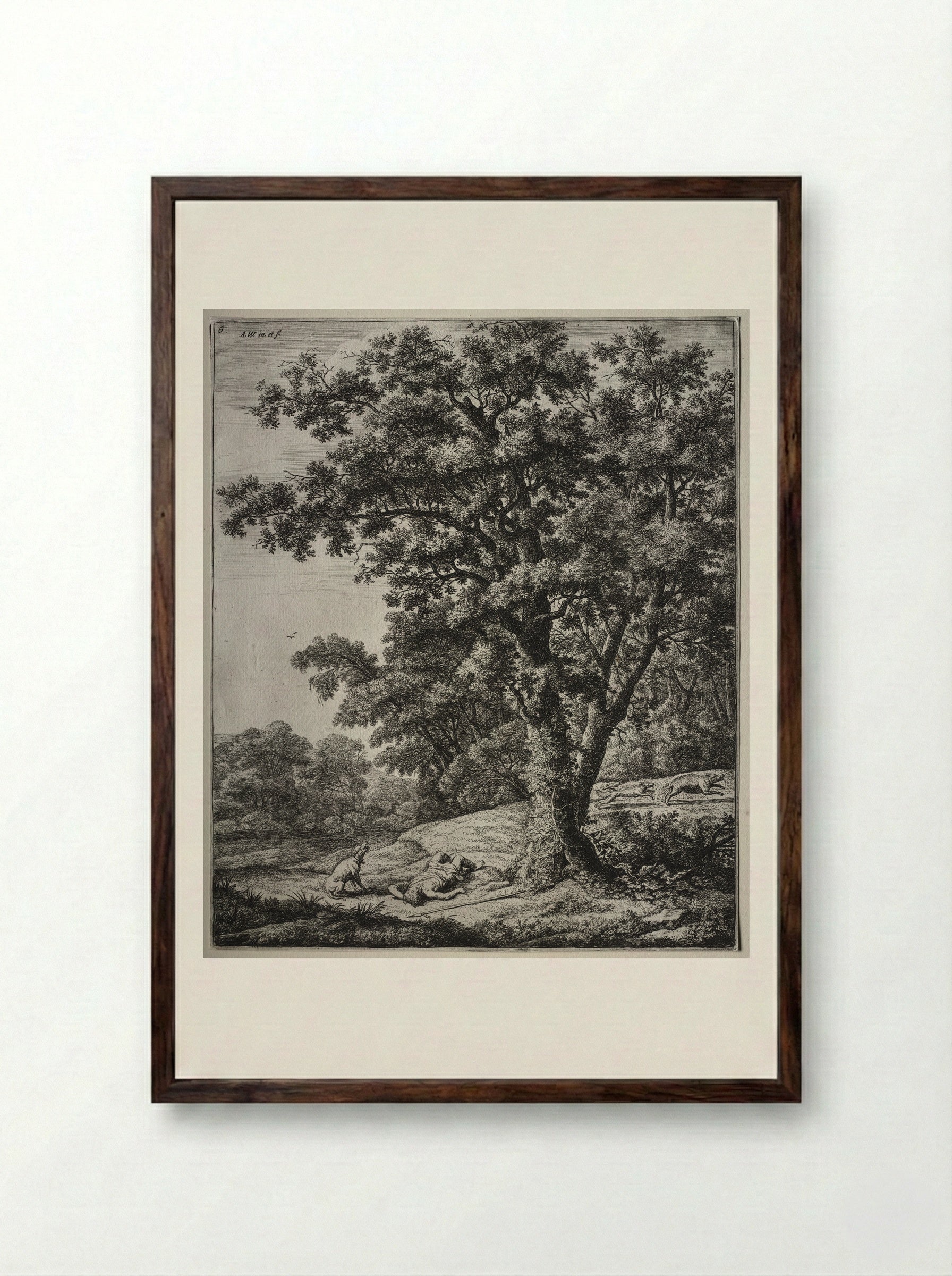 Death of Adonis - Anthonie Waterloo - Framed Print Dark Wood