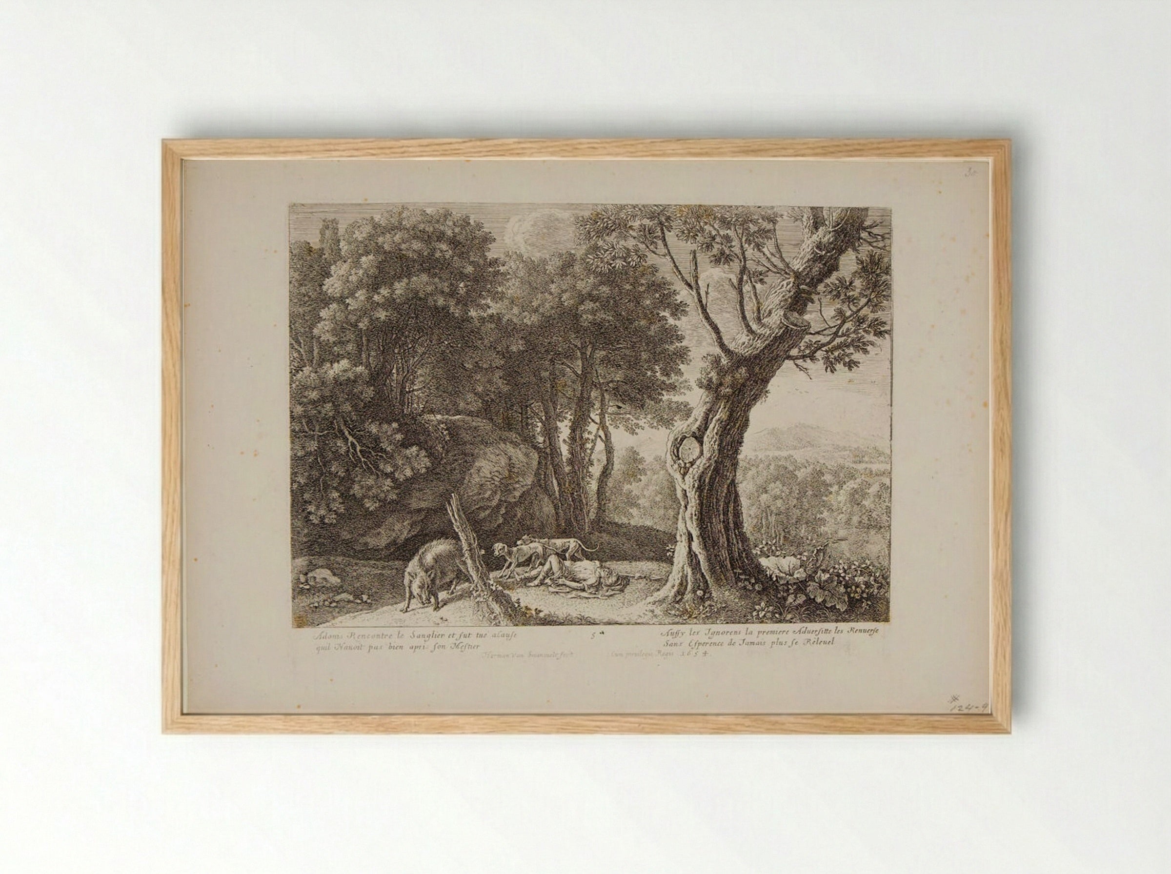 Death of Adonis - Herman van Swanevelt - Framed Print Wood