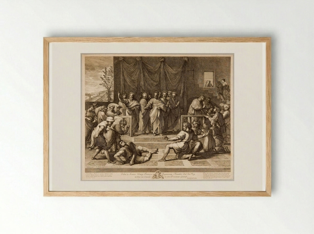 Death of Ananias - Gérard Audran - Framed Print Wood