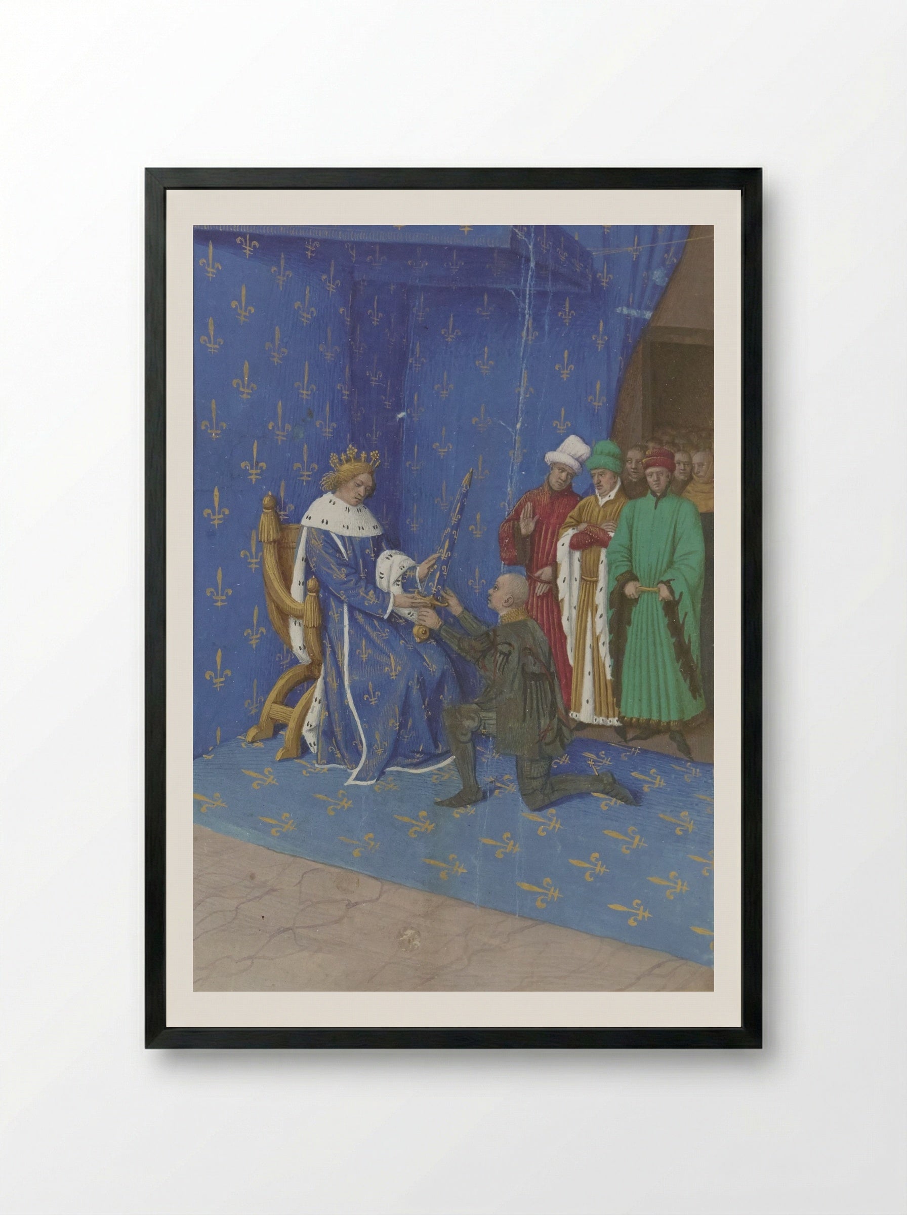Death of Bertrand du Guesclin - Jean Fouquet - Framed Print Black