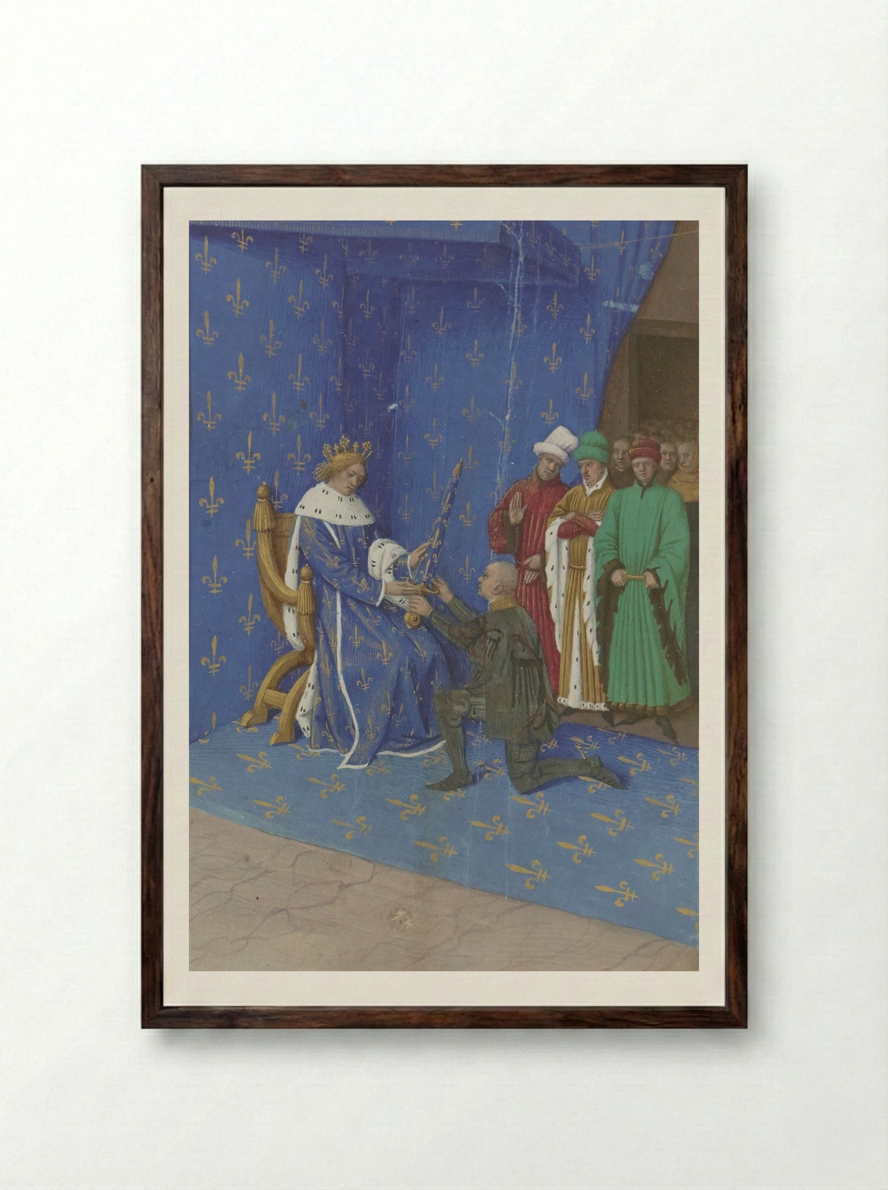 Death of Bertrand du Guesclin - Jean Fouquet - Framed Print Dark Wood