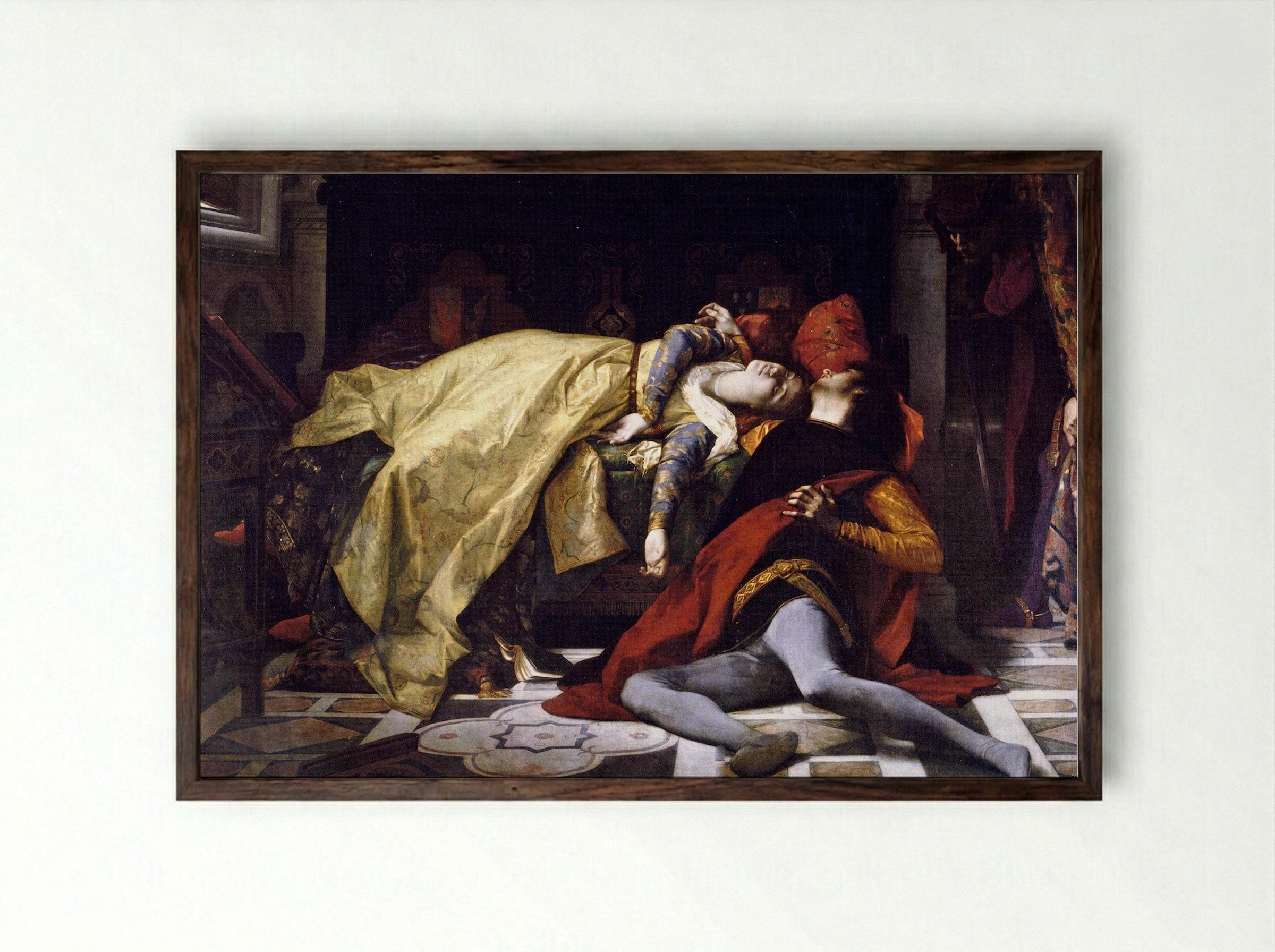 Death of Francesca da Rimini and Paolo Malatesta - Alexandre Cabanel - Framed Print Dark Wood