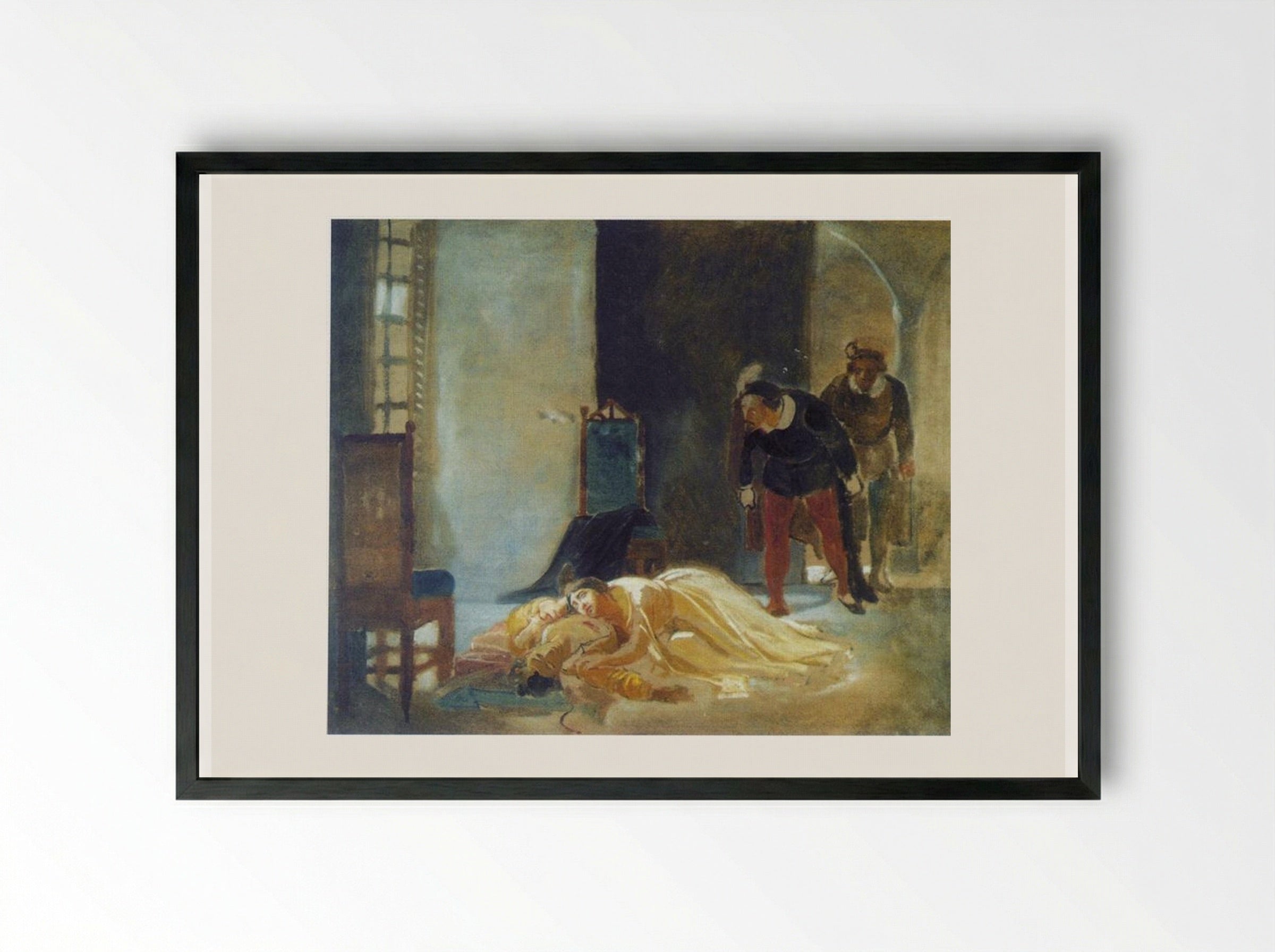 Death of Imelda Lambertazzi - Nikolai Ge - Framed Print Black