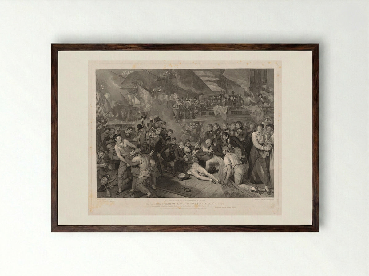 Death of Lord Nelson - James Heath - Framed Print Dark Wood