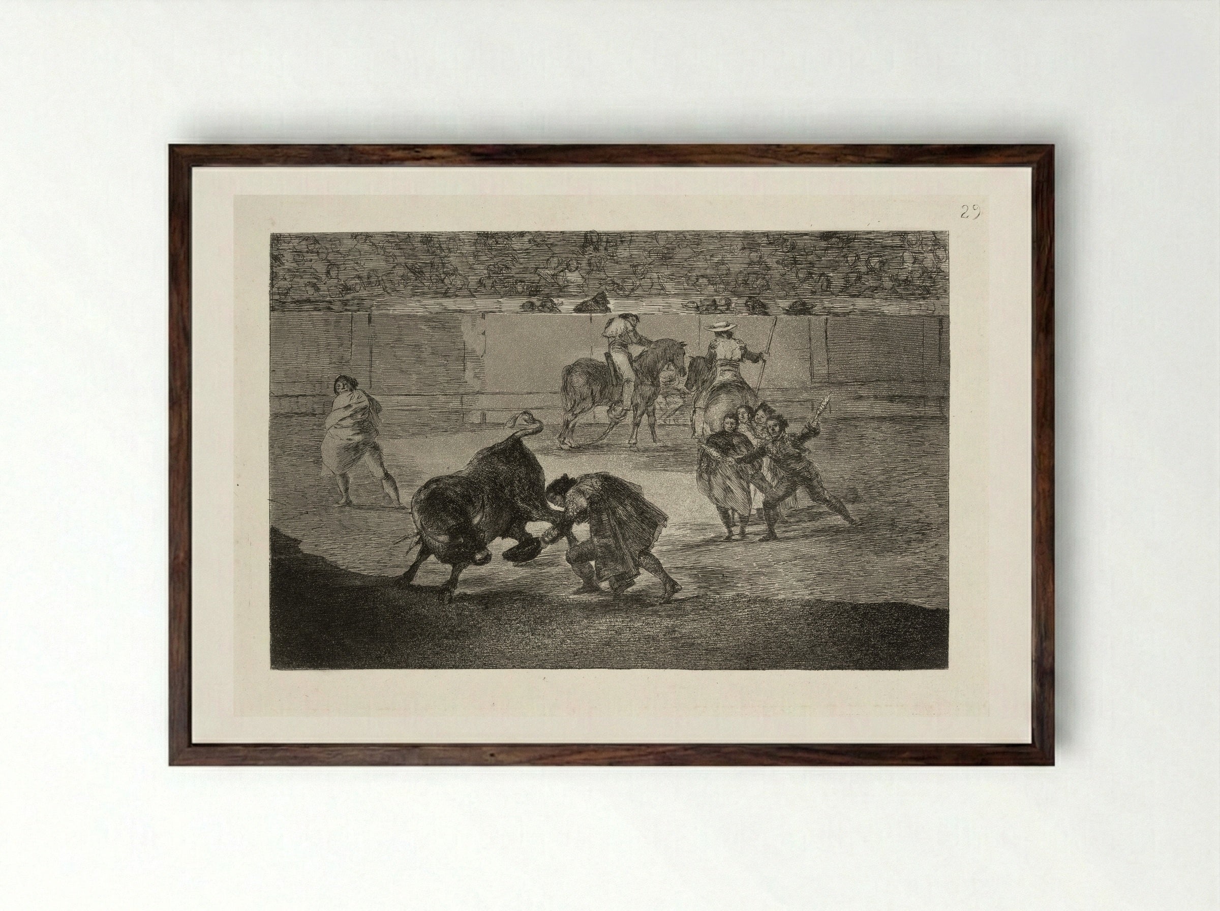 Death of Pepe Illo - Francisco José de Goya y Lucientes - Framed Print Dark Wood