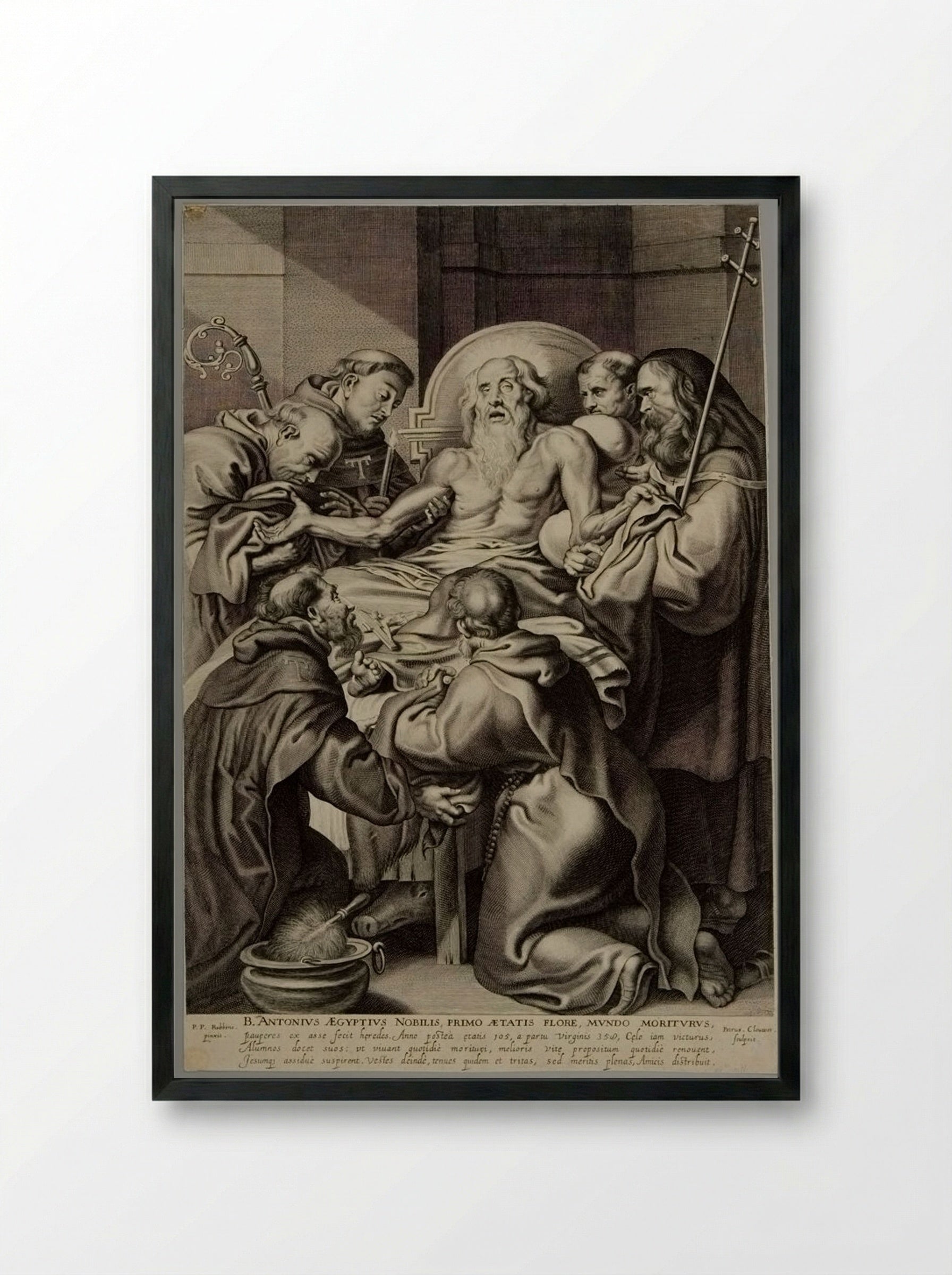 Death of Saint Anthony - Pieter Clouet - Framed Print Black