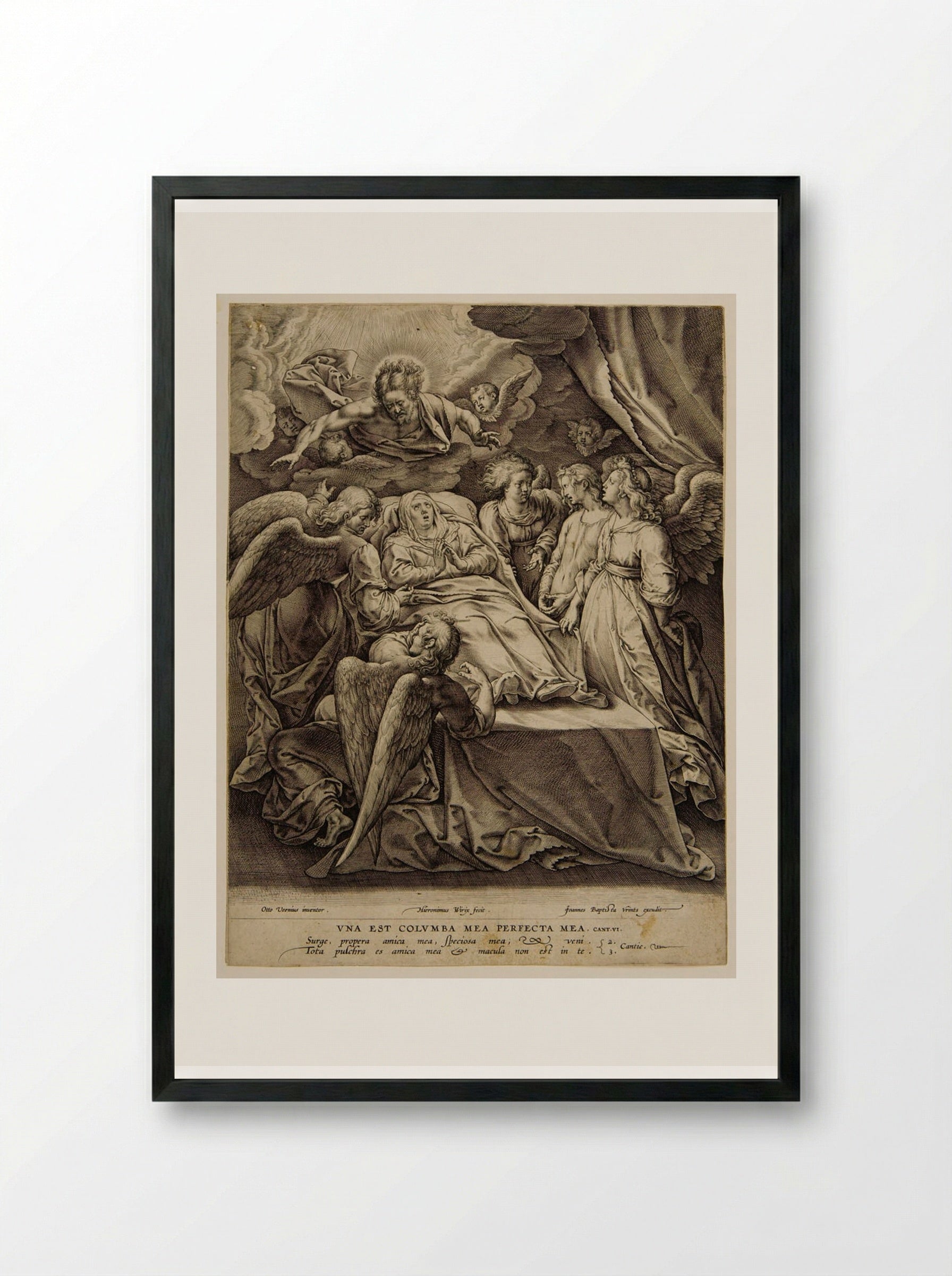 Death of the Virgin - Hieronymus Wierix - Framed Print Black
