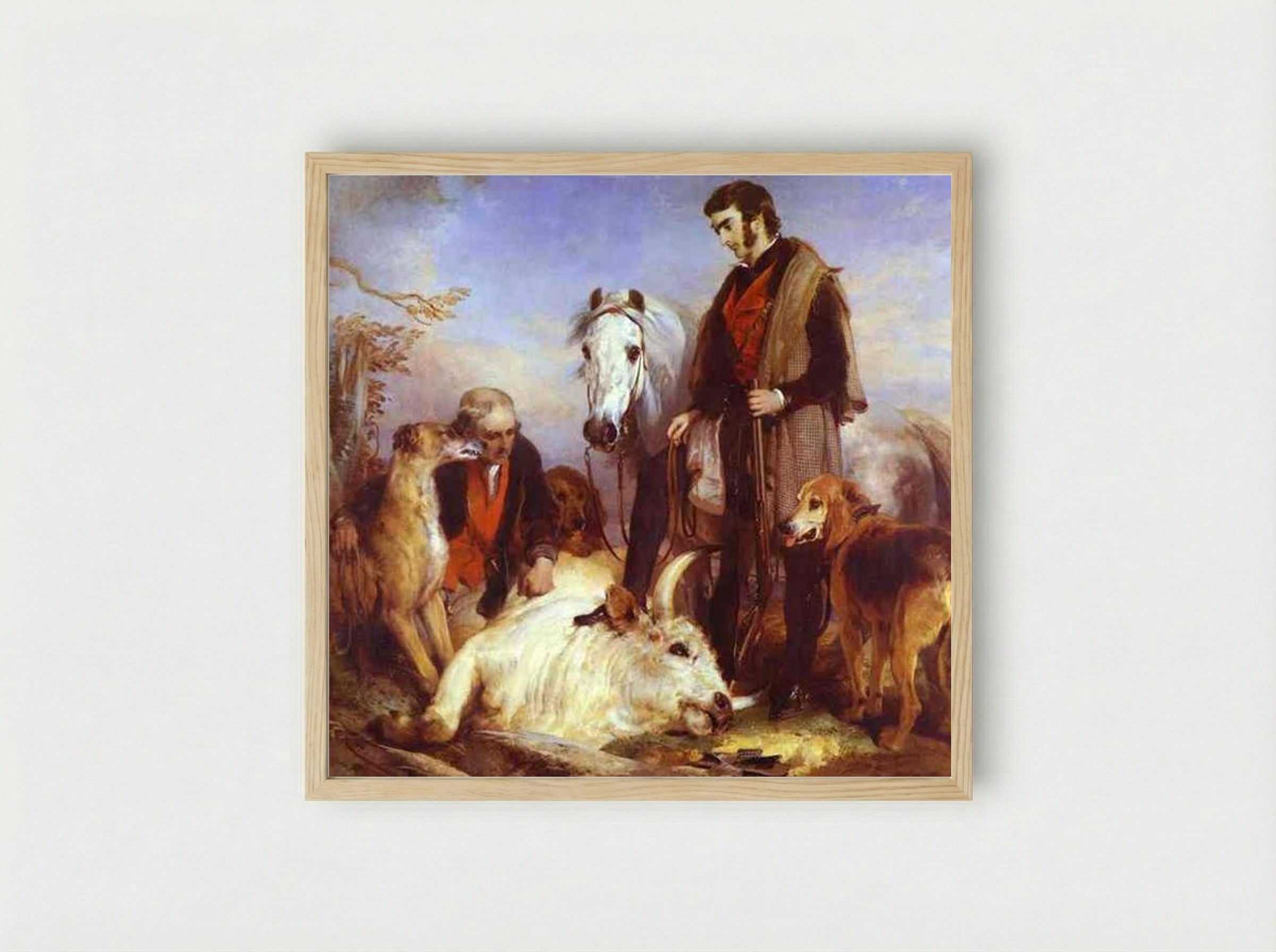 Death of the Wild Bull - Edwin Henry Landseer - Framed Print Wood