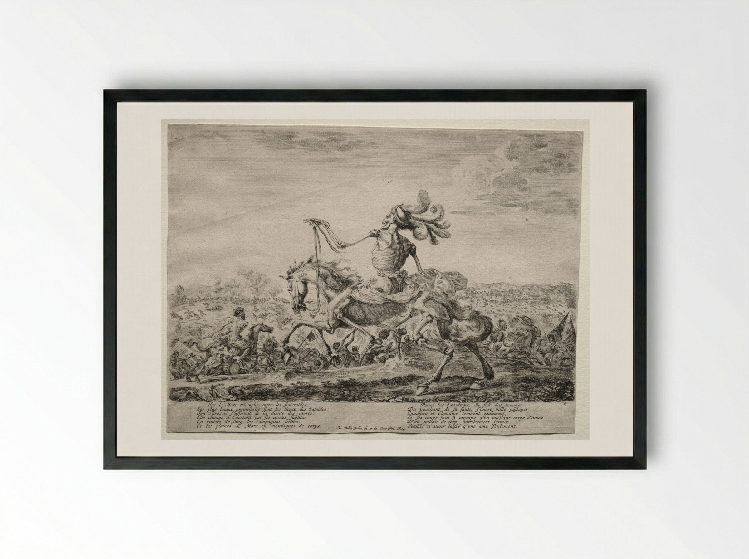 Death on the Battlefield - Stefano Della Bella - Framed Print Black