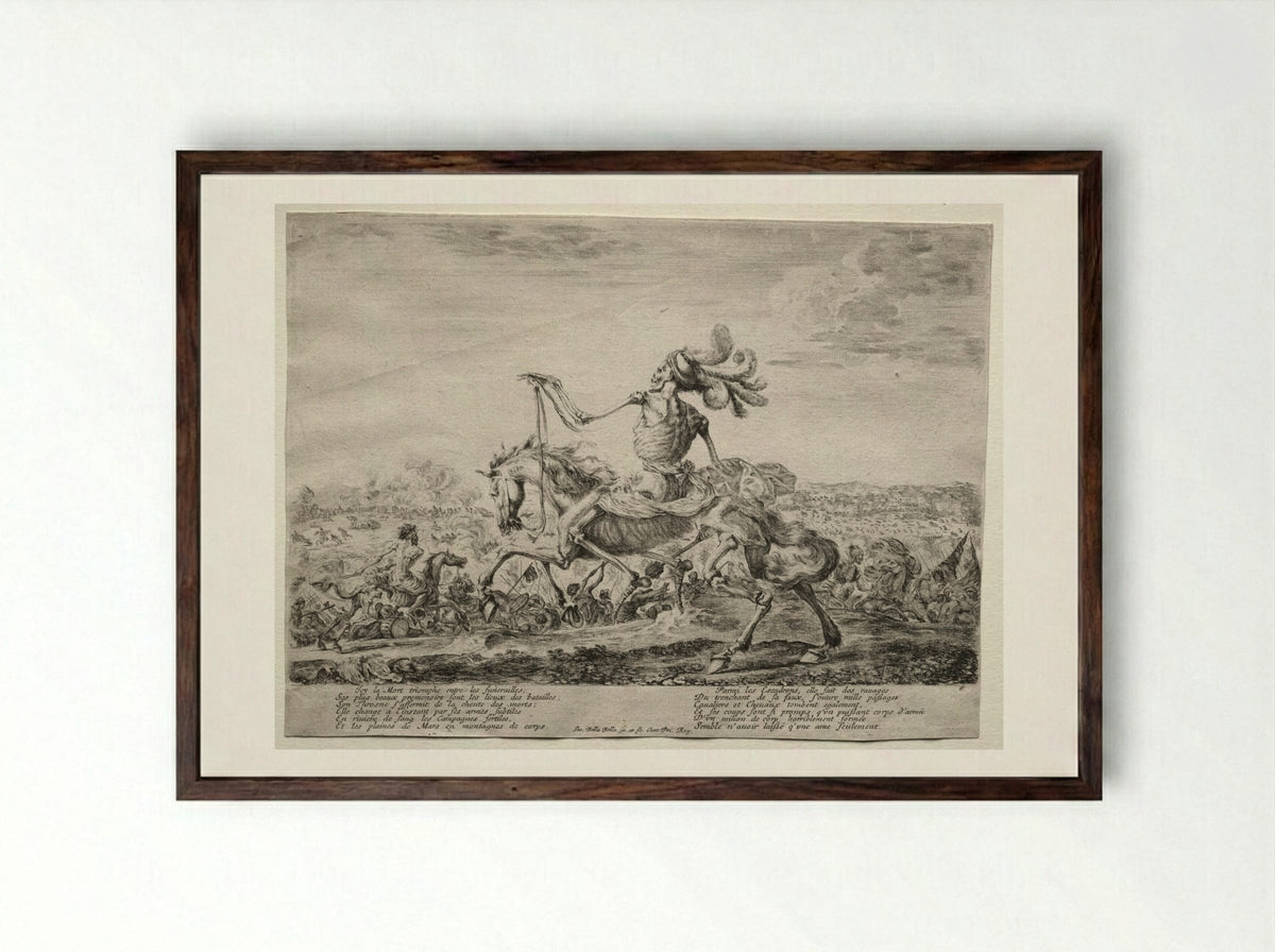 Death on the Battlefield - Stefano Della Bella - Framed Print Dark Wood