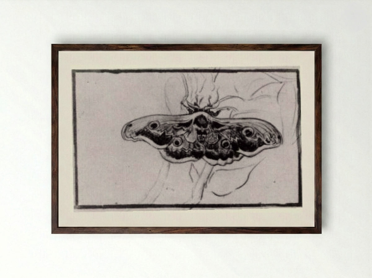 Death's Head Moth - Vincent van Gogh - Framed Print Dark Wood