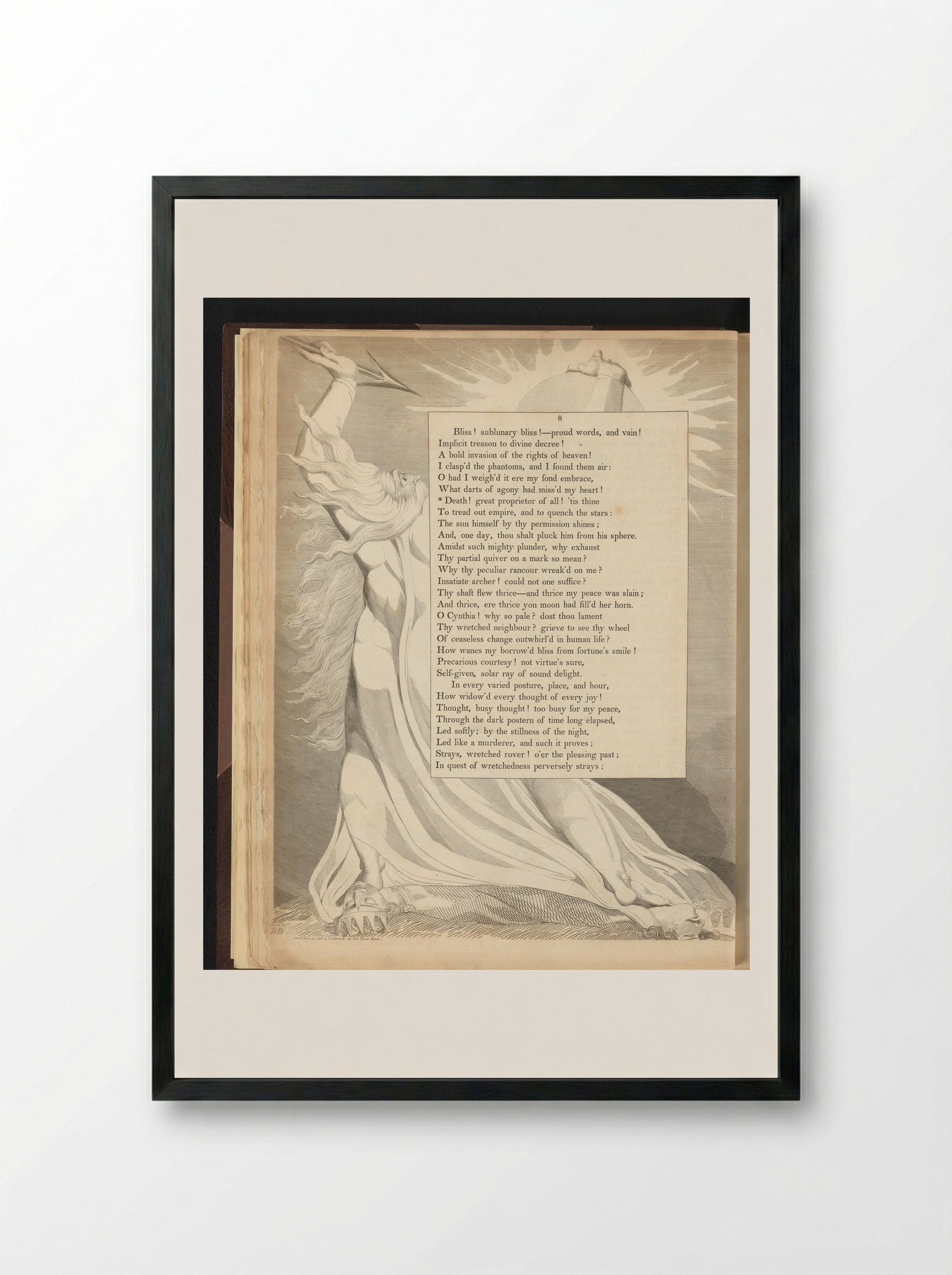 Death the Insatiate Archer - William Blake - Framed Print Black