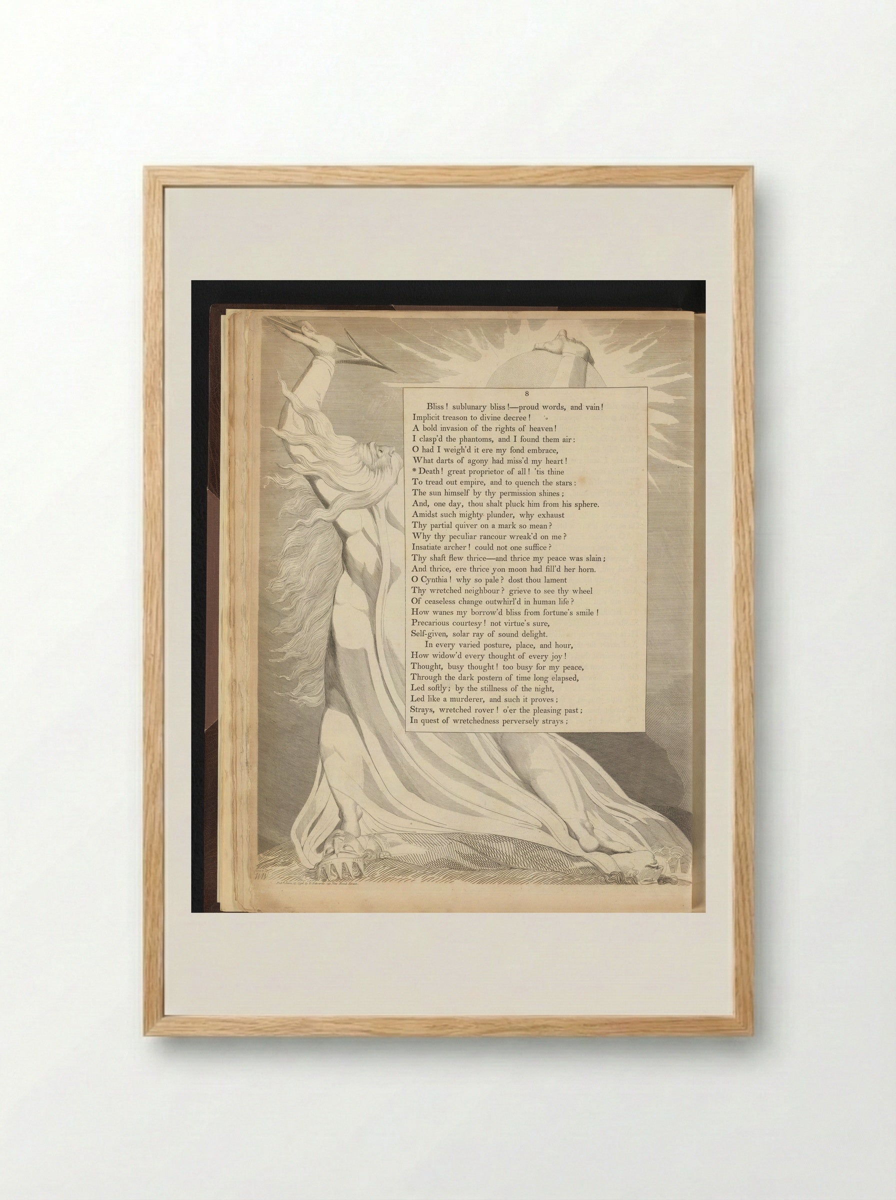 Death the Insatiate Archer - William Blake - Framed Print Wood