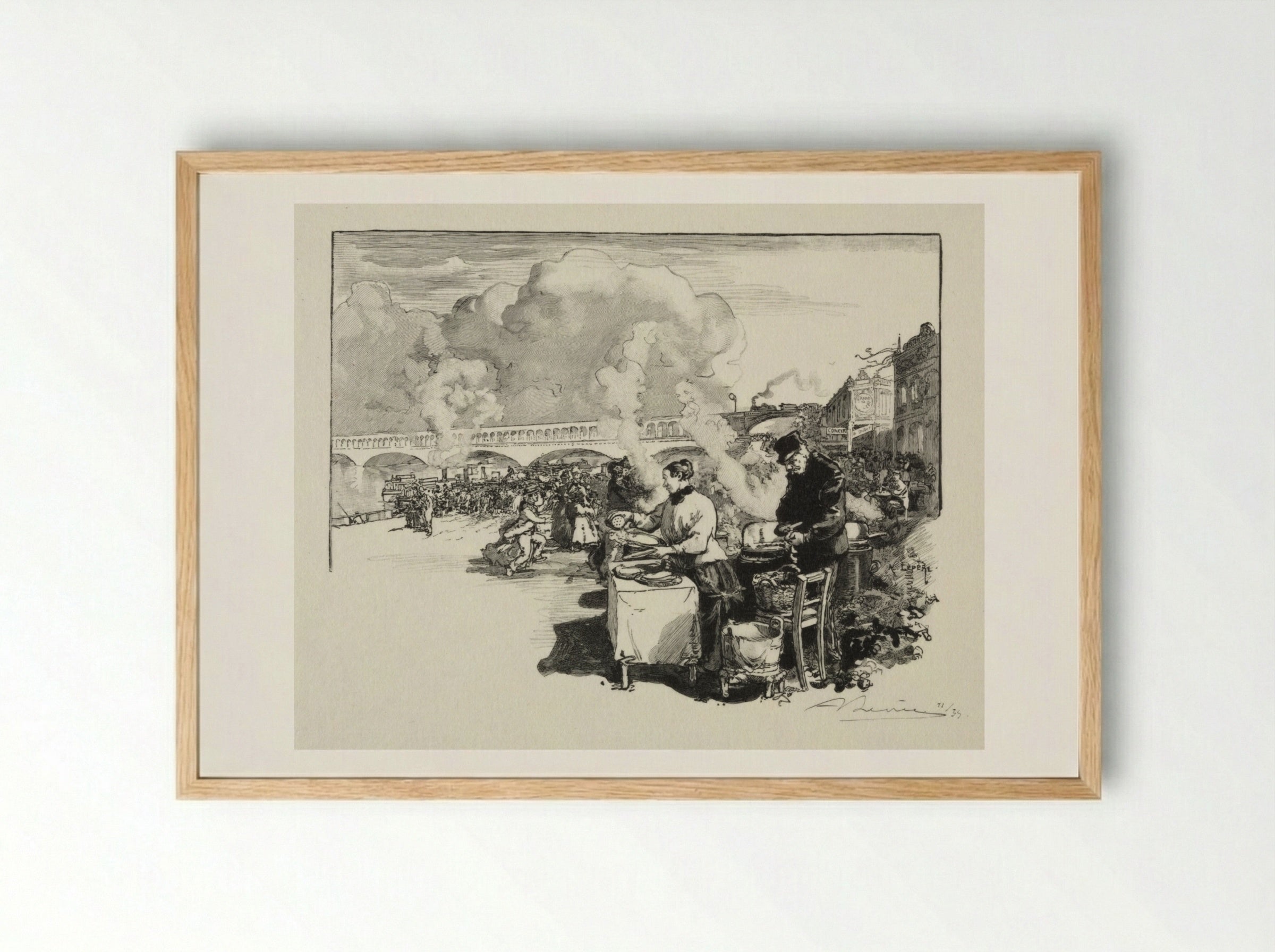 Debarcadère des bateaux-omnibus - Auguste Louis Lepère - Framed Print Wood