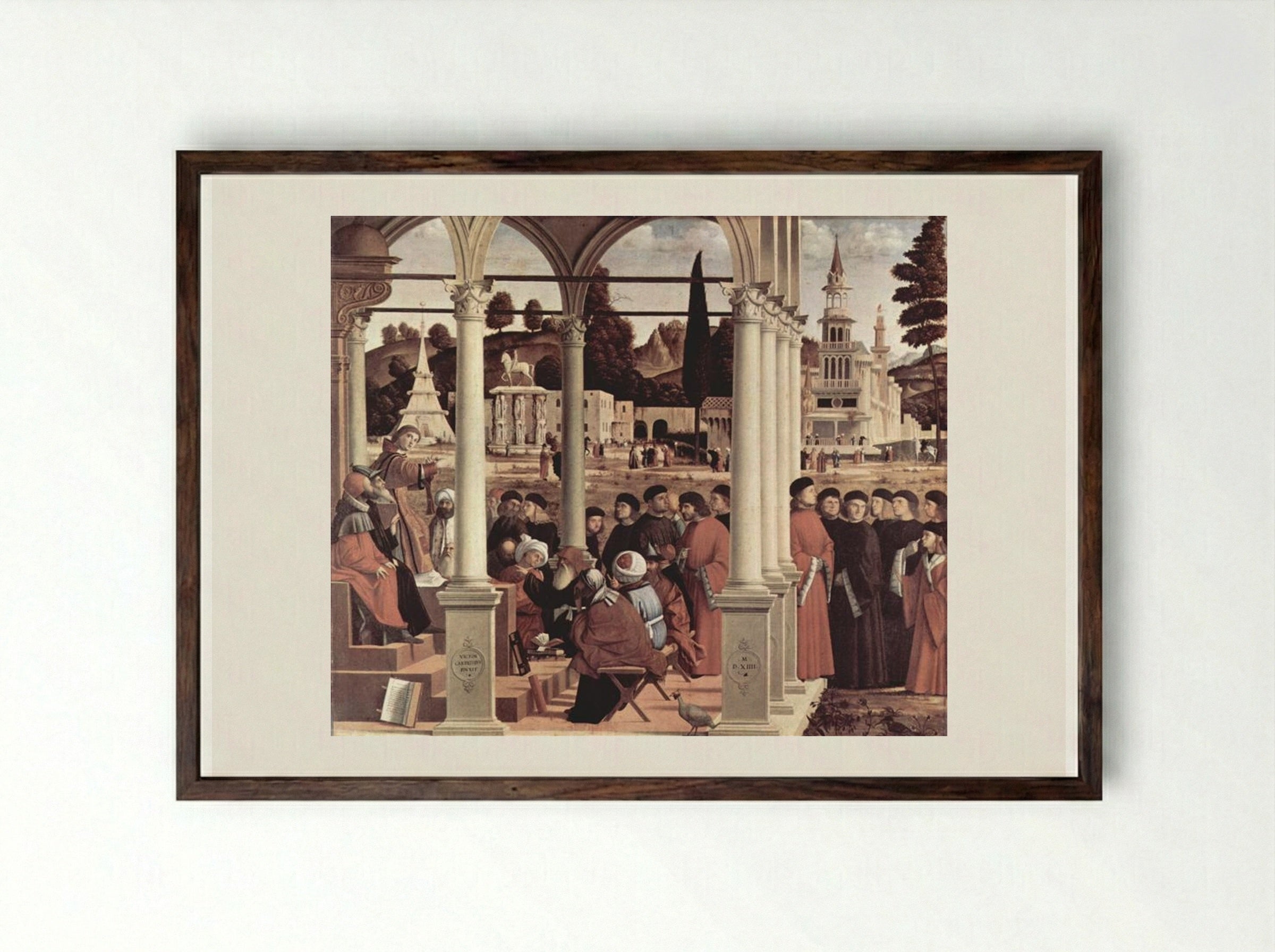 Debate of St. Stephen - Vittore Carpaccio - Framed Print Dark Wood