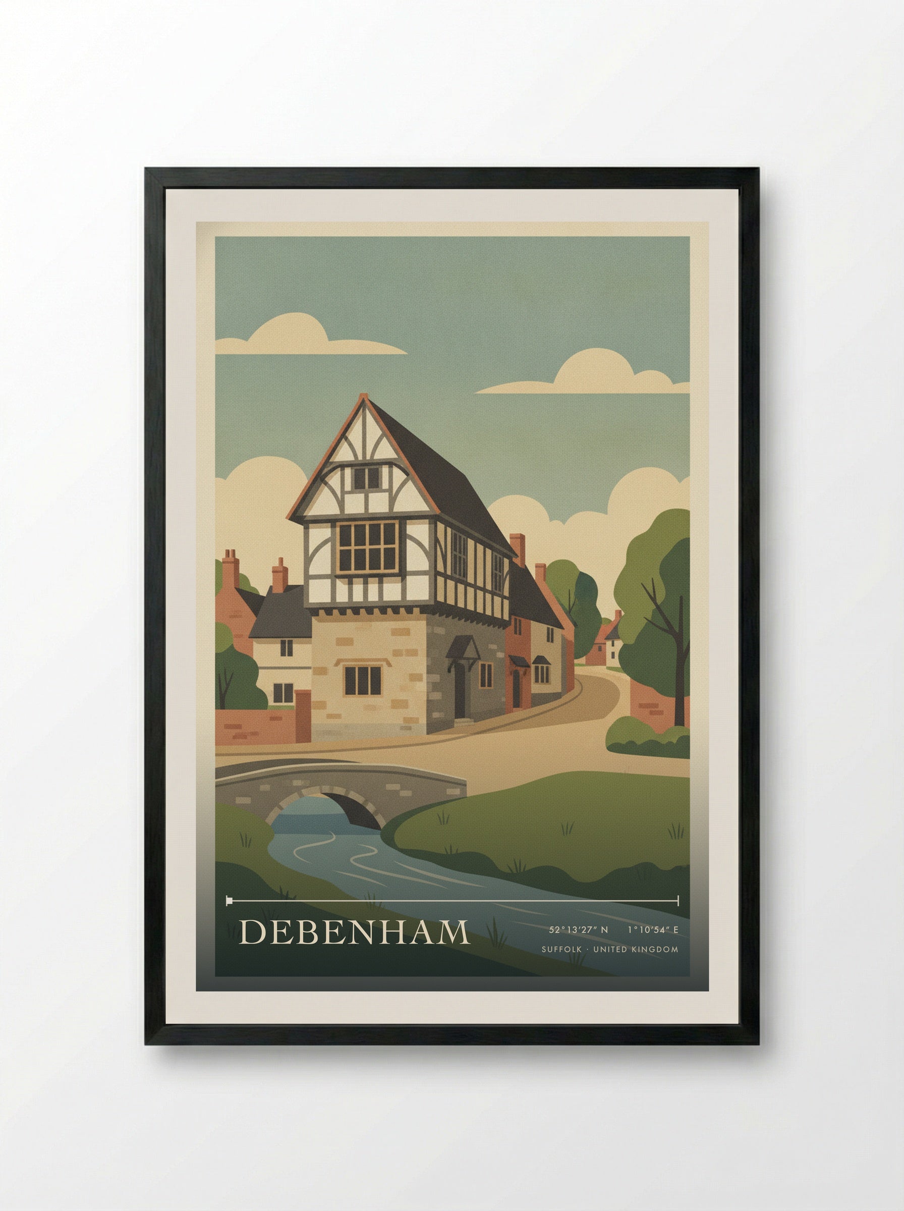 Debenham Suffolk United Kingdom Travel Poster - Framed Print Black
