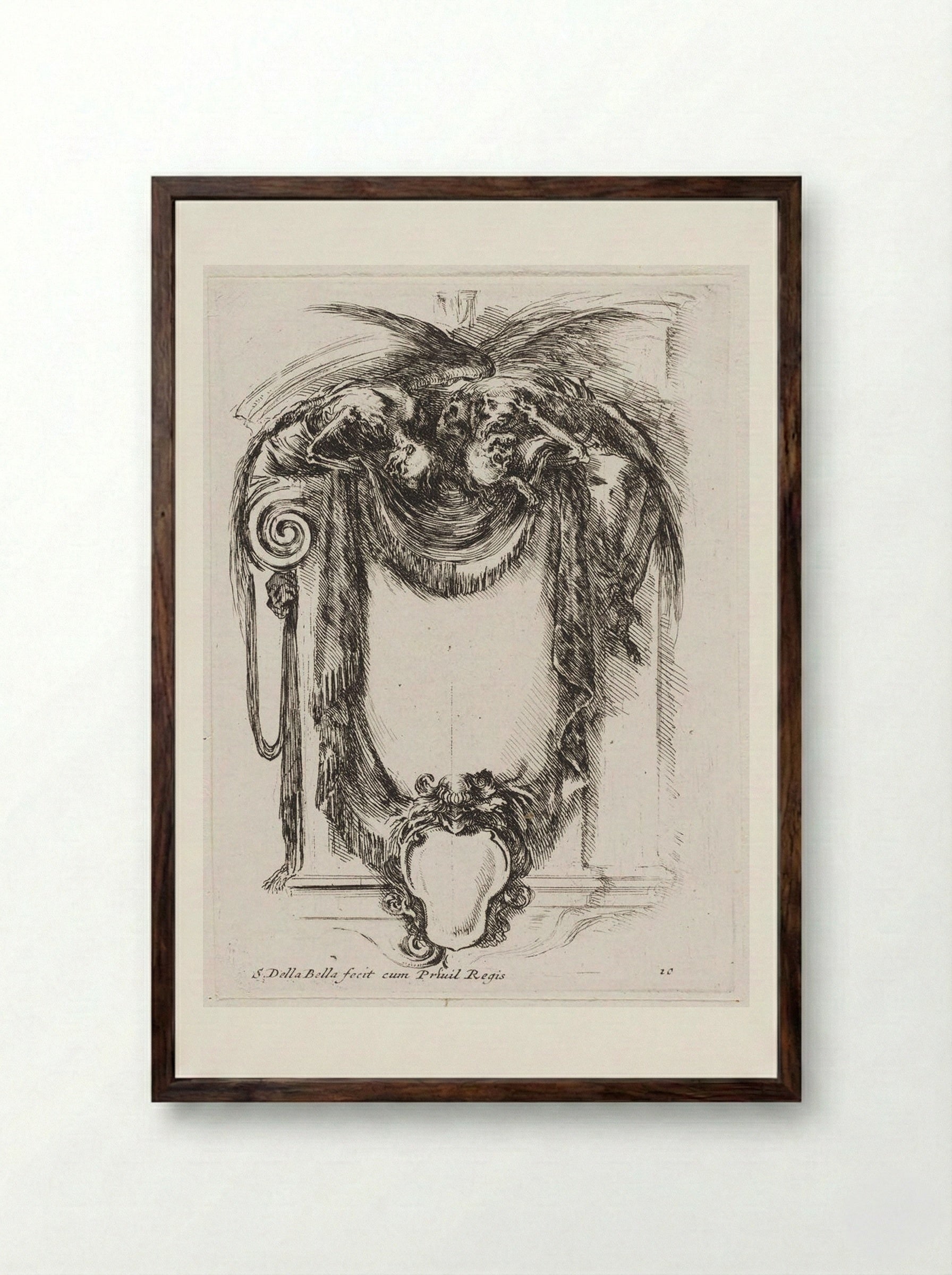 Decayed Corpses Ravaged by Time - Stefano Della Bella - Framed Print Dark Wood