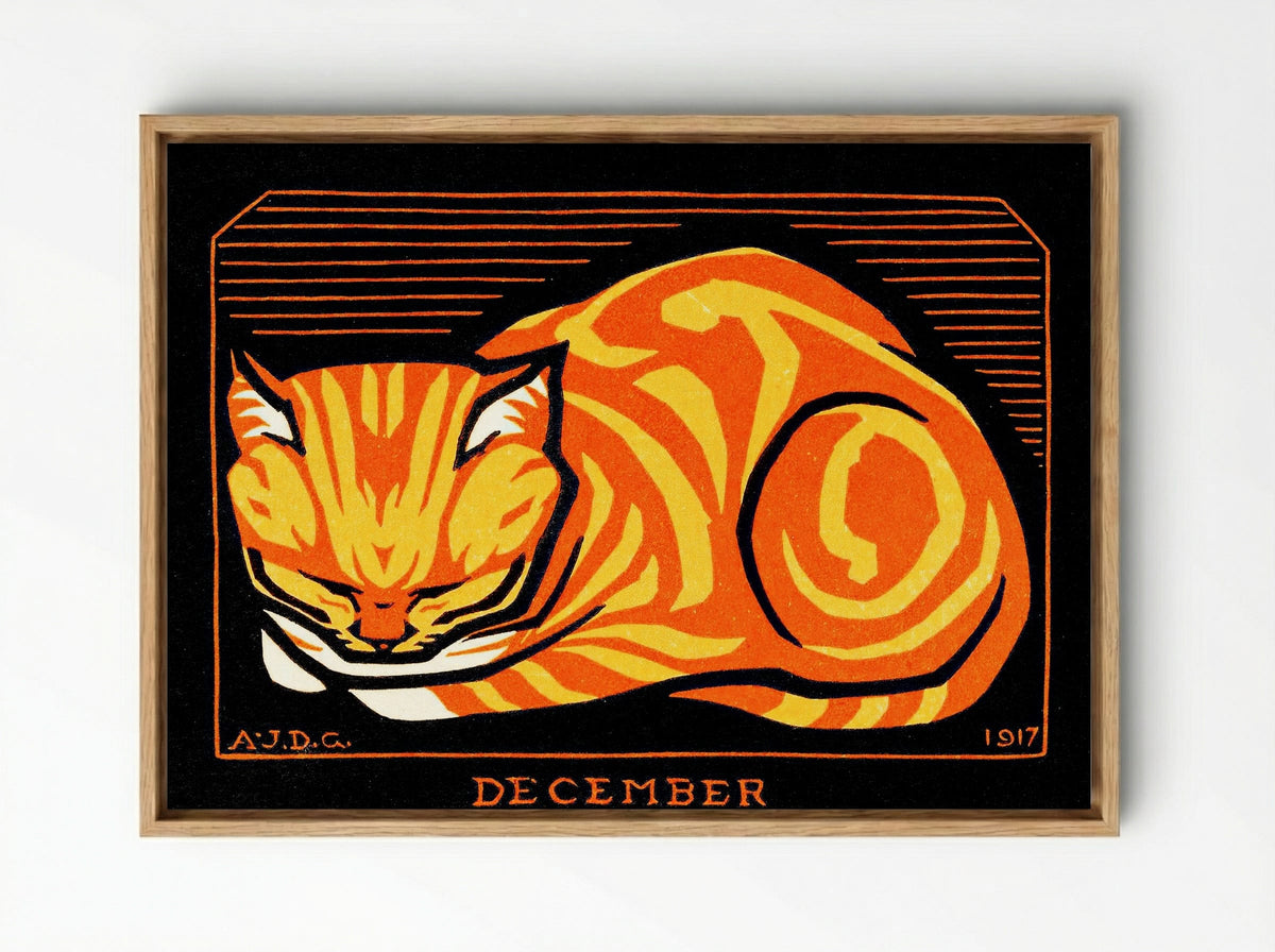 December Cat - Julie de Graag - Framed Canvas Wood