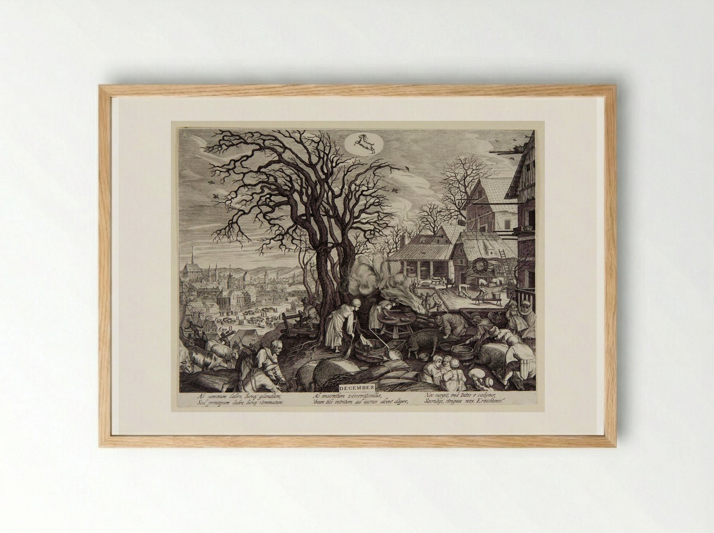 December - Aegidius Sadeler II - Framed Print Wood