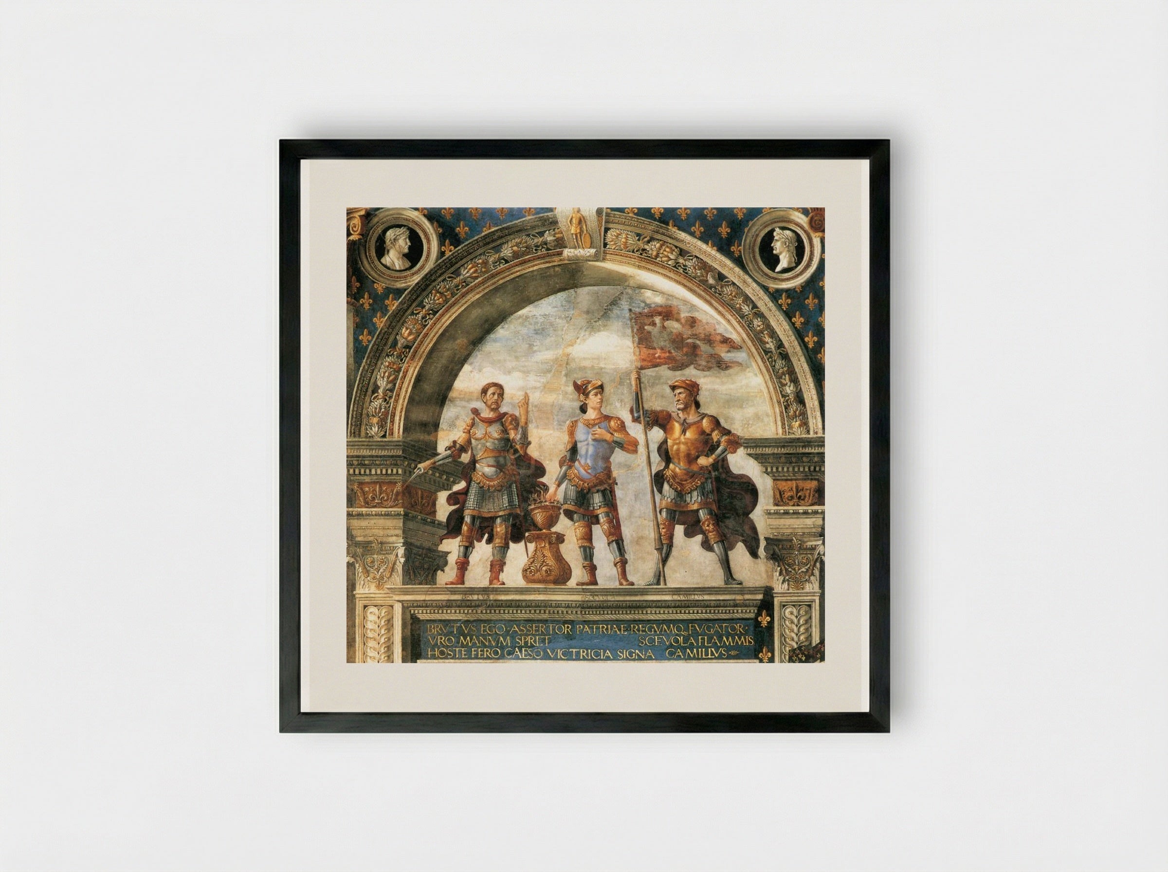 Decoration of the Sala dei Gigli - Domenico Ghirlandaio - Framed Print Black