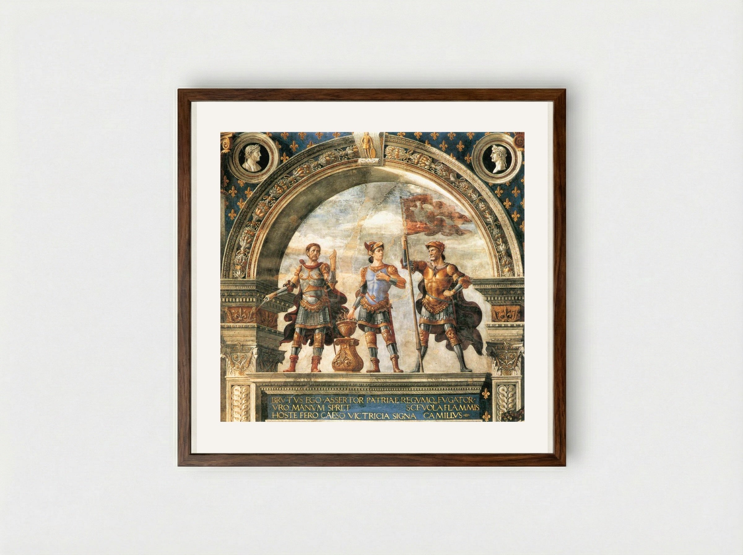 Decoration of the Sala dei Gigli - Domenico Ghirlandaio - Framed Print Dark Wood