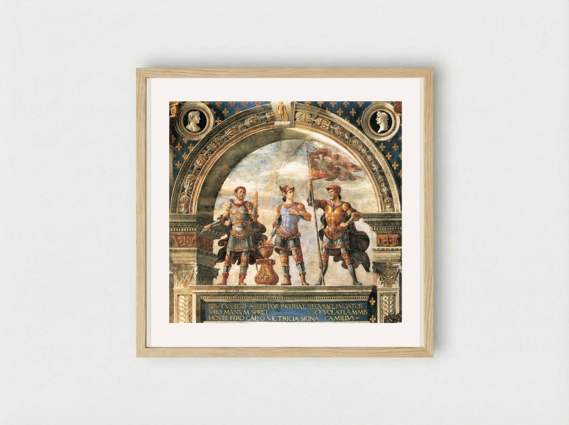 Decoration of the Sala dei Gigli - Domenico Ghirlandaio - Framed Print Wood
