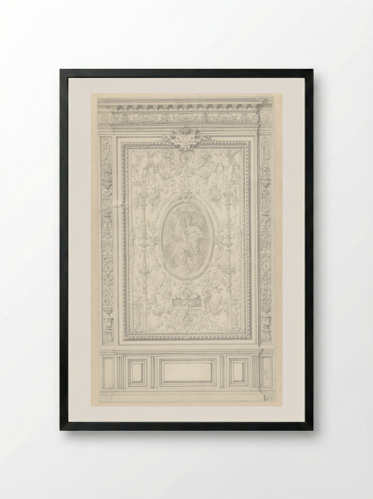 Decorative Panel (Design for Interior Wall) - Alexandre Eugène Prignot - Framed Print Black