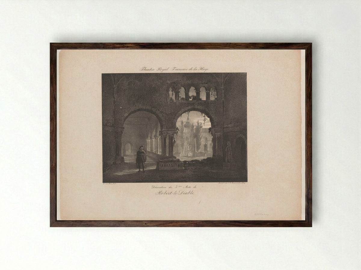 Decorstuk voor de opera Robert le diable - Huib van Hove Bz - Framed Print Dark Wood
