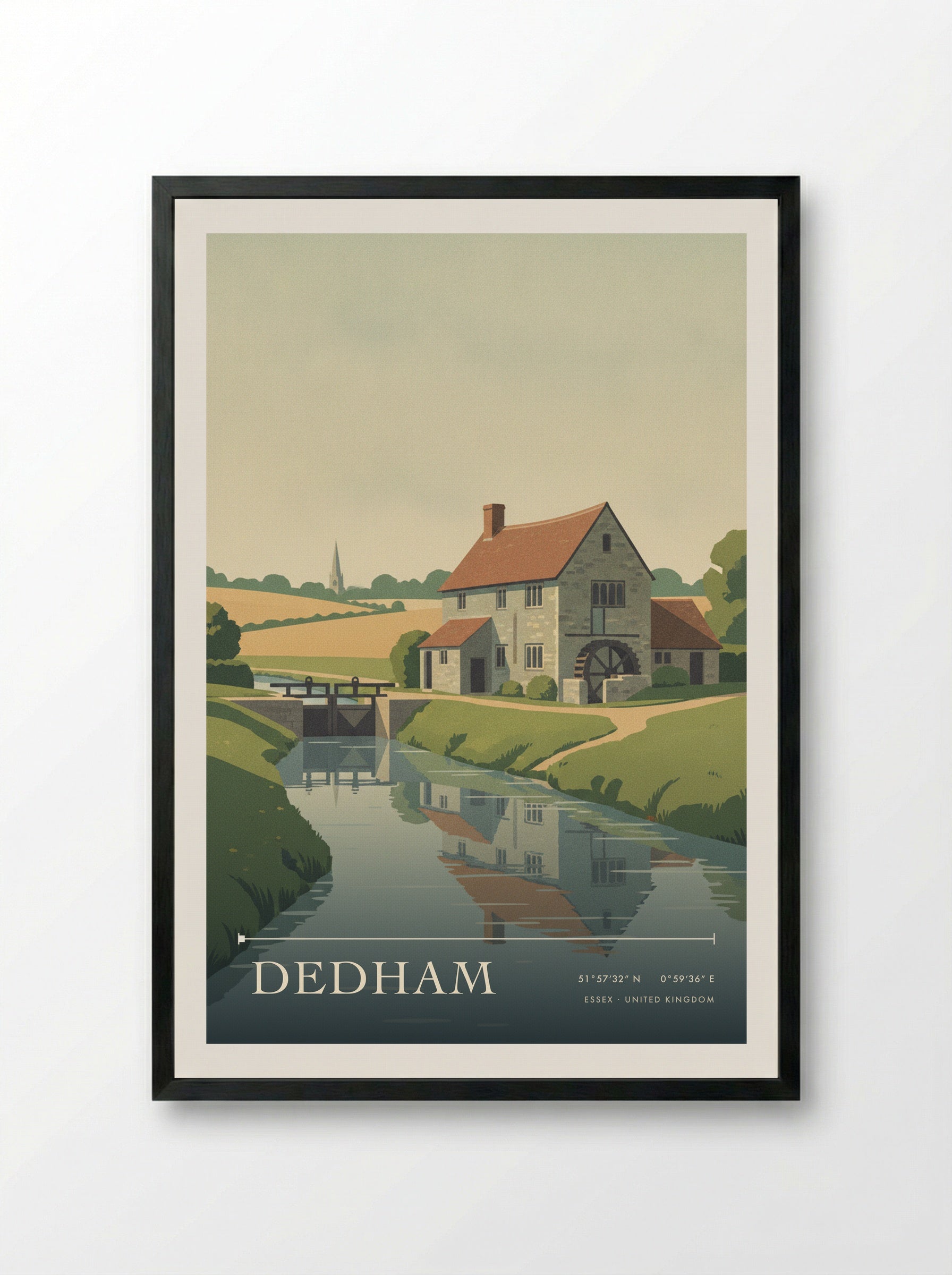 Dedham Essex United Kingdom Travel Poster - Framed Print Black