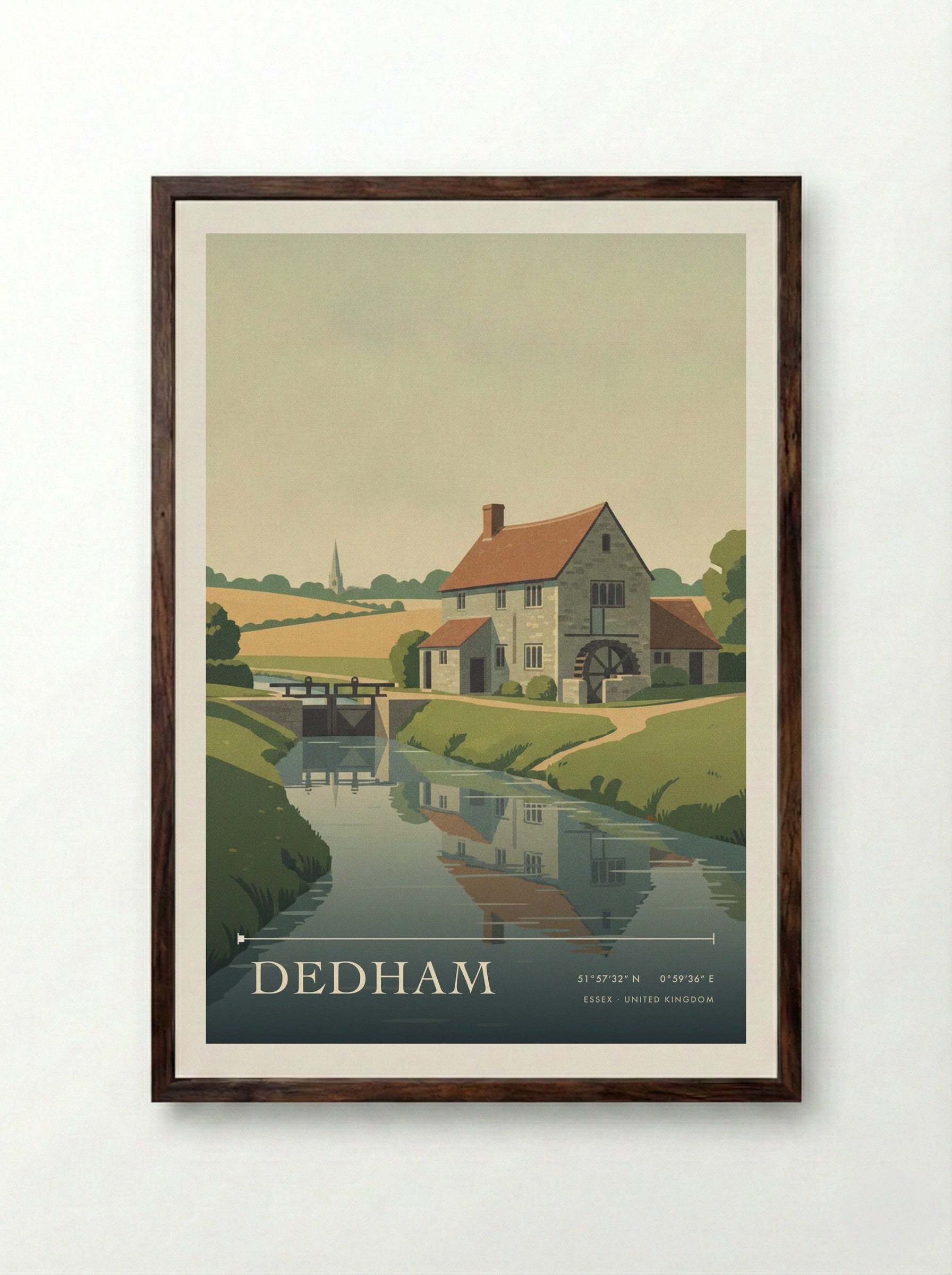 Dedham Essex United Kingdom Travel Poster - Framed Print Dark Wood