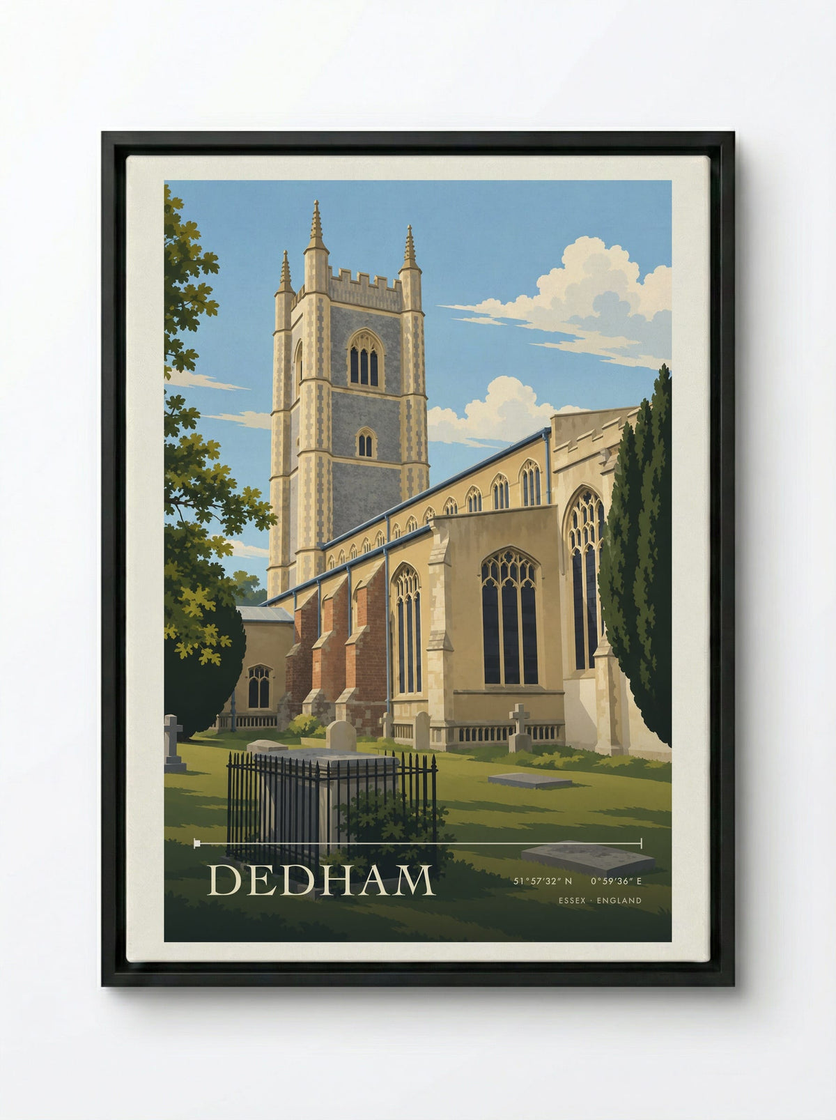 Dedham, Essex | Travel Poster - Framed Canvas Black
