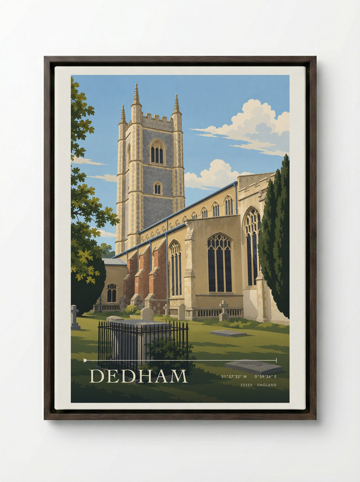 Dedham, Essex | Travel Poster - Framed Canvas Dark Wood