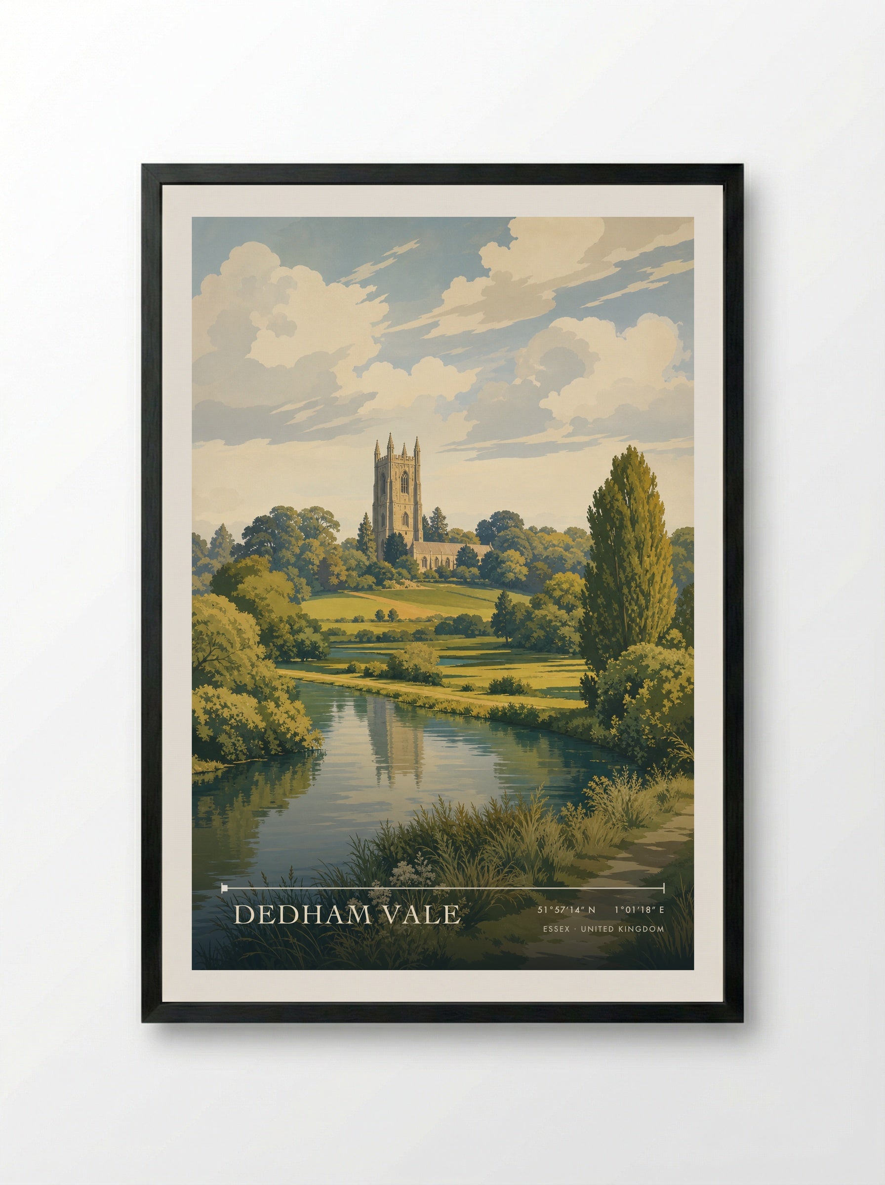 Dedham Vale Essex United Kingdom Travel Poster - Framed Print Black