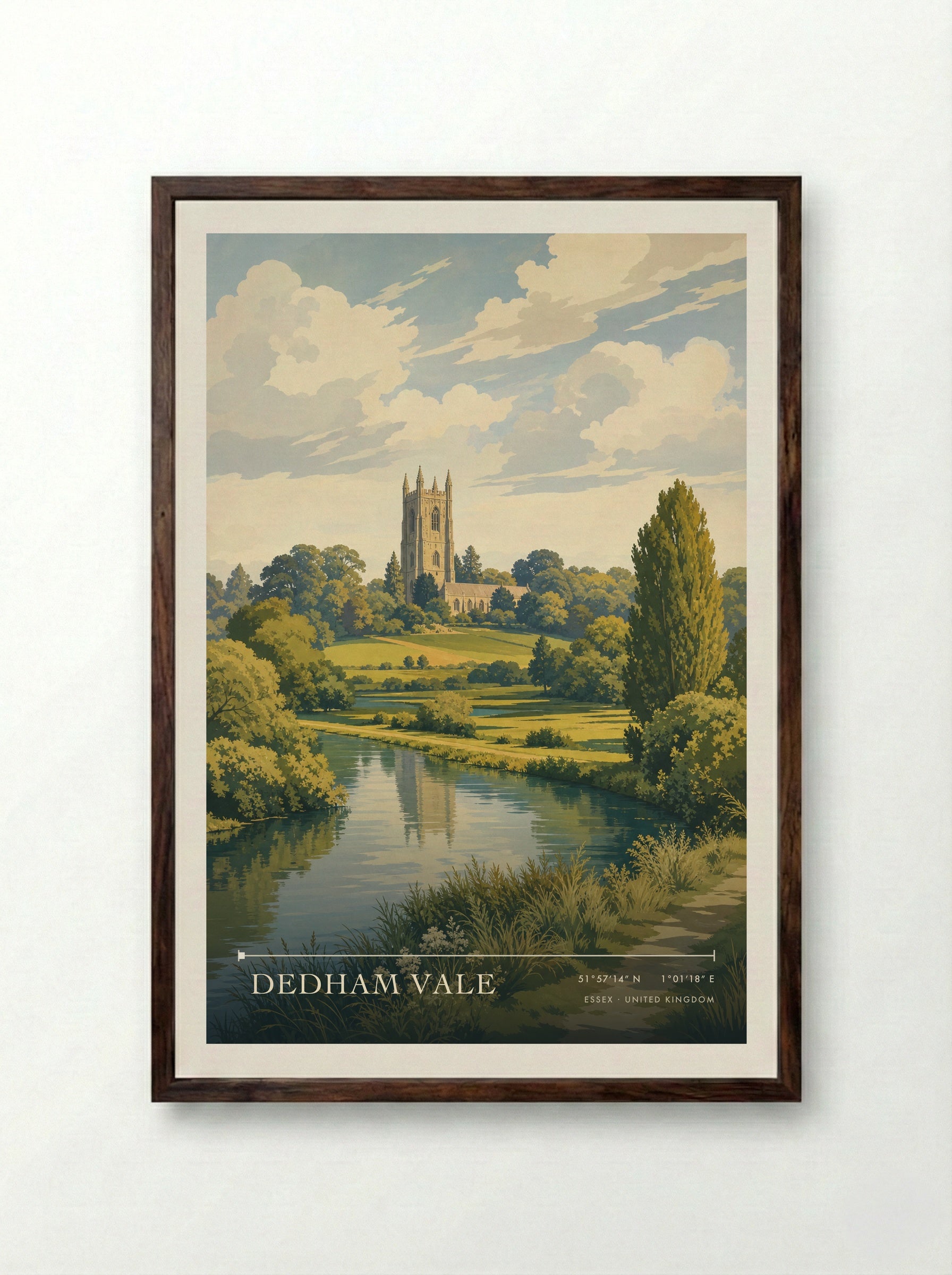 Dedham Vale Essex United Kingdom Travel Poster - Framed Print Dark Wood