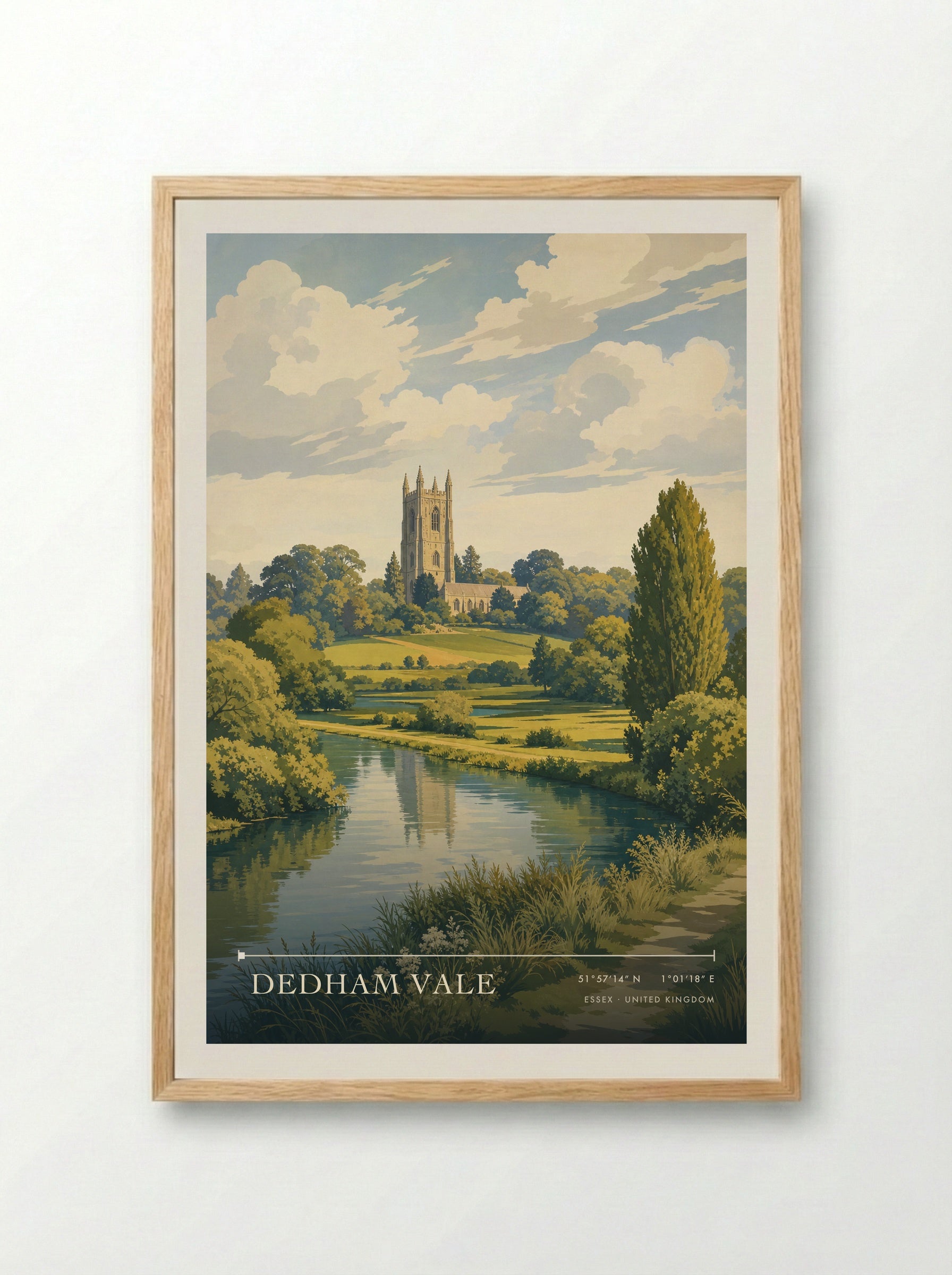 Dedham Vale Essex United Kingdom Travel Poster - Framed Print Wood