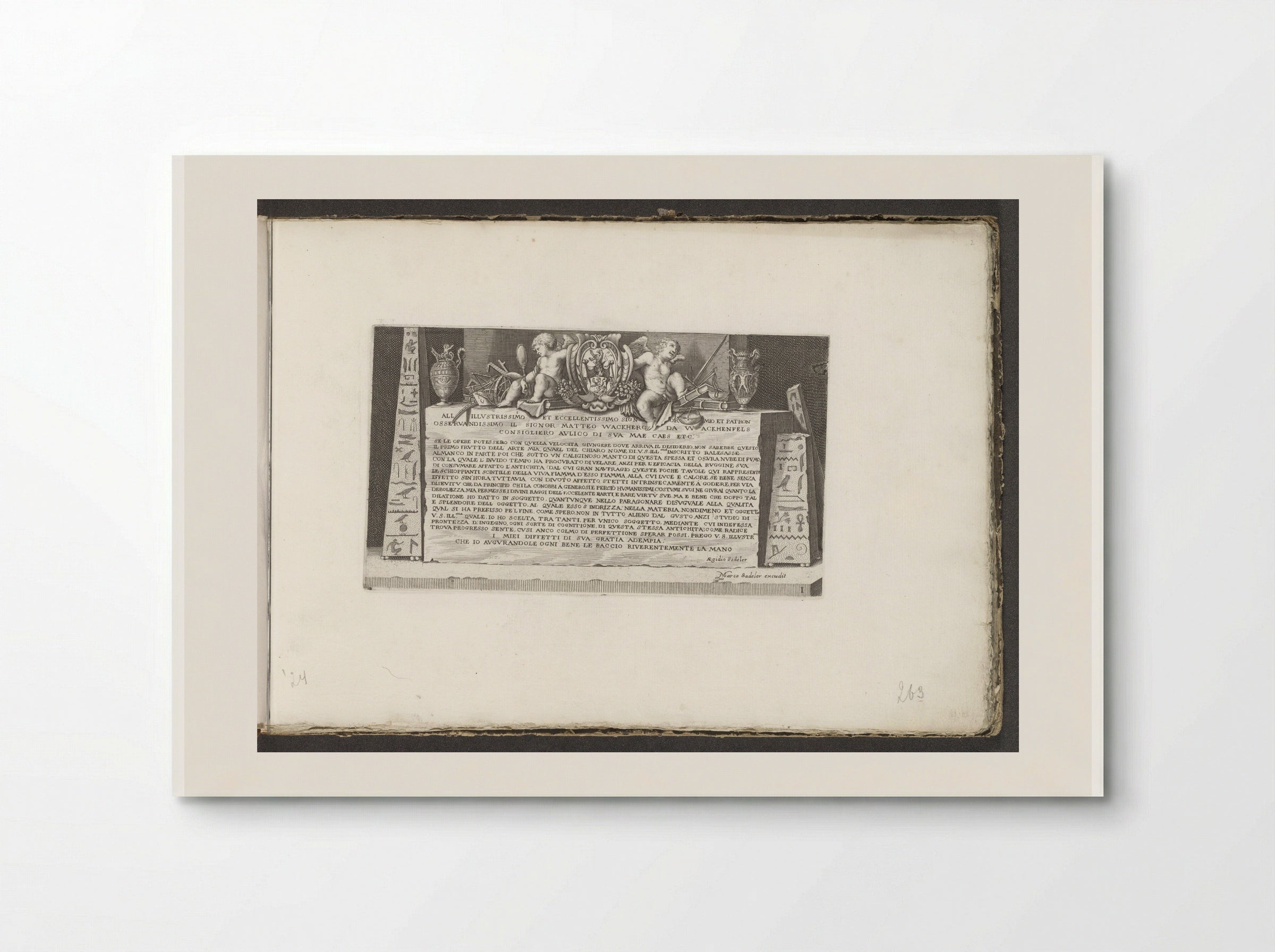 Dedication Plate with Obelisks and Hieroglyphs - Aegidius Sadeler II - Poster