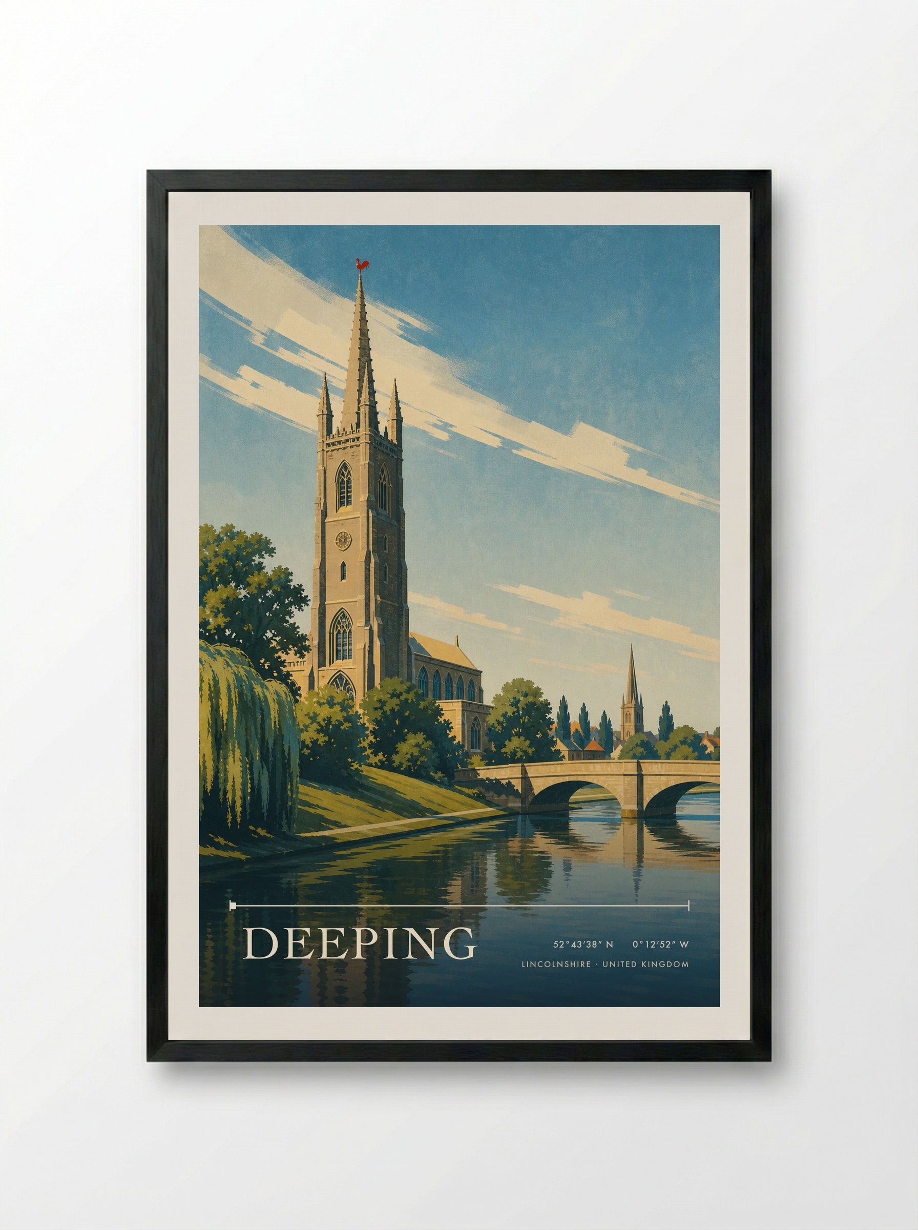 Deeping Lincolnshire United Kingdom Travel Poster - Framed Print Black