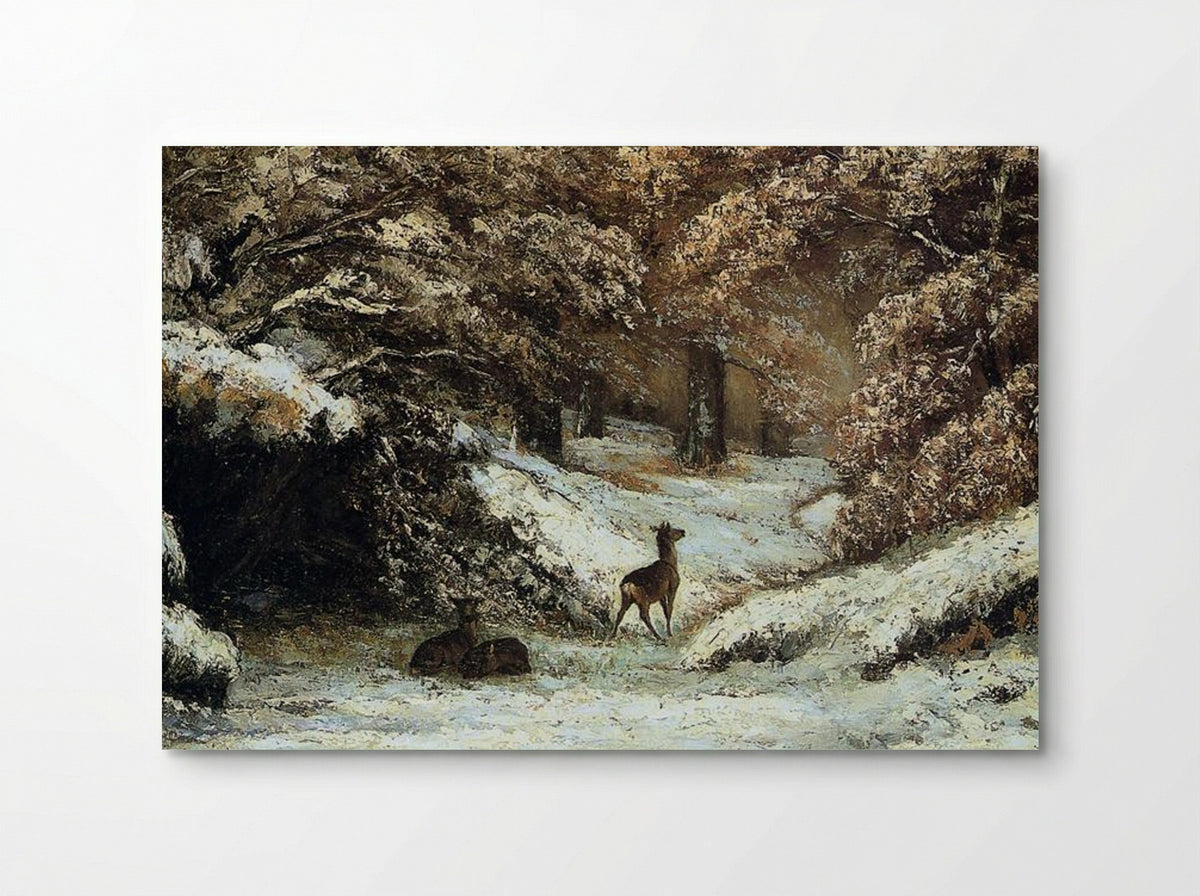 Deer Taking Shelter in Winter - Gustave Courbet - Poster