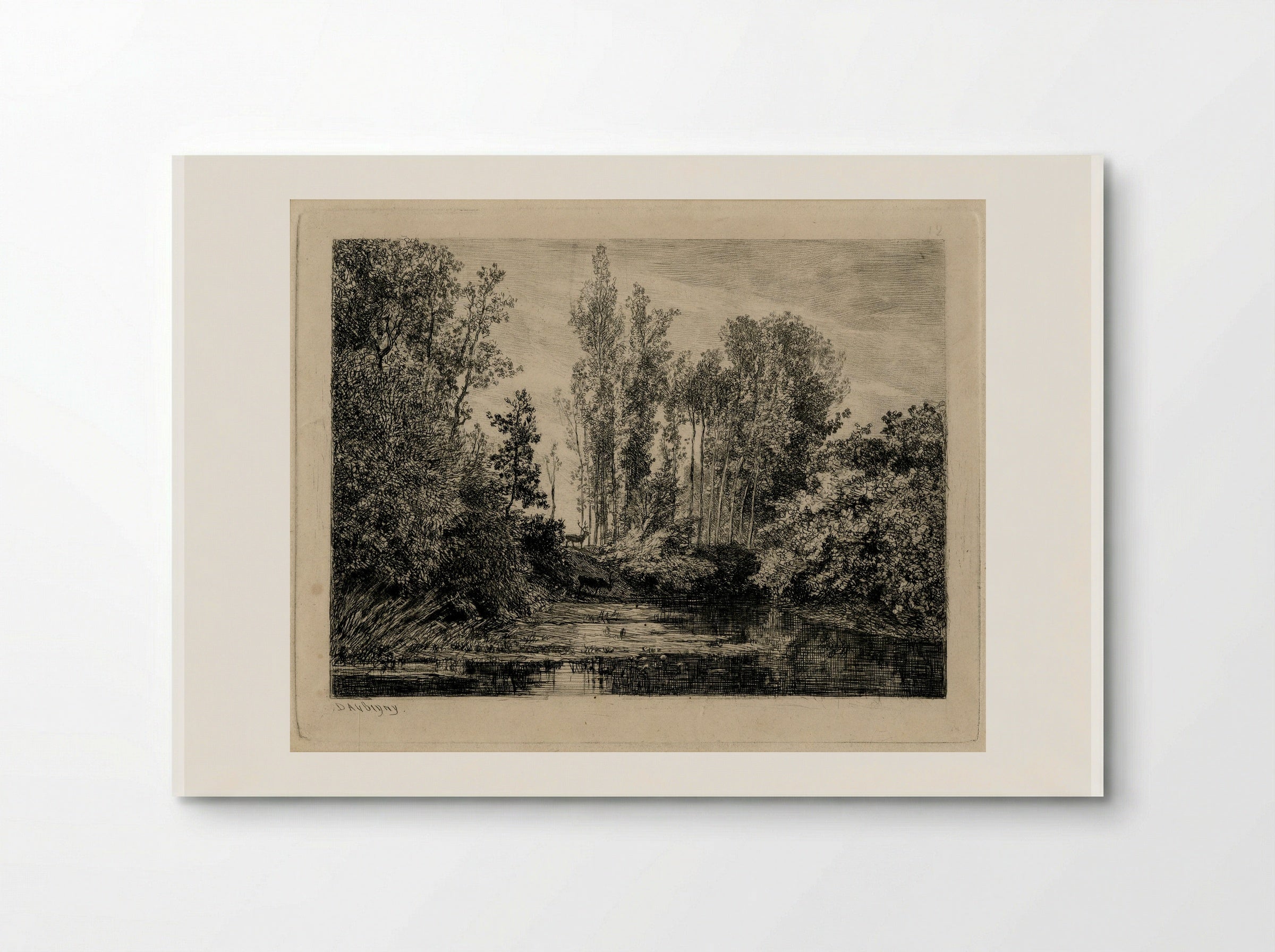 Deer at the Water's Edge - Charles-François Daubigny - Poster